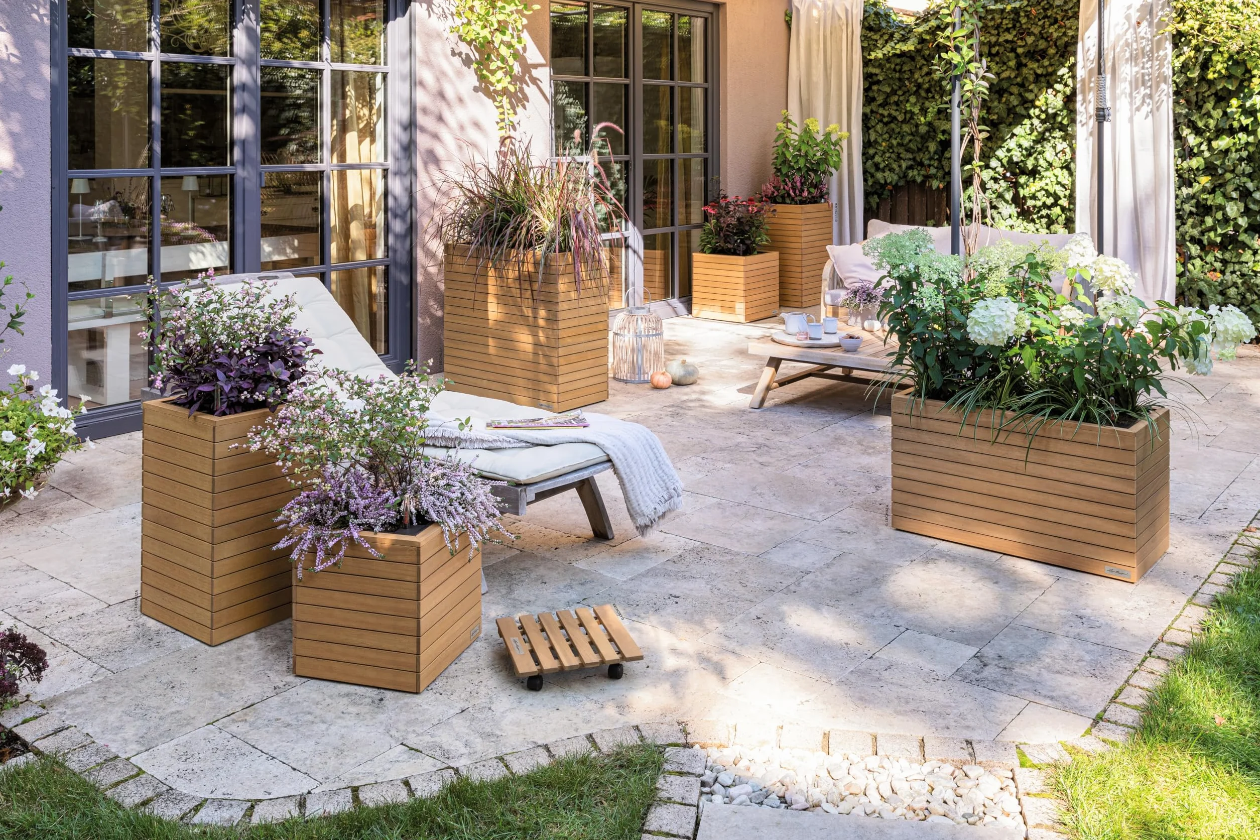 Lechuza Palo 16775 Jardinière en Bois d'eucalyptus Naturel 78,5 x 37 x 77 cm avec Système d'arrosage