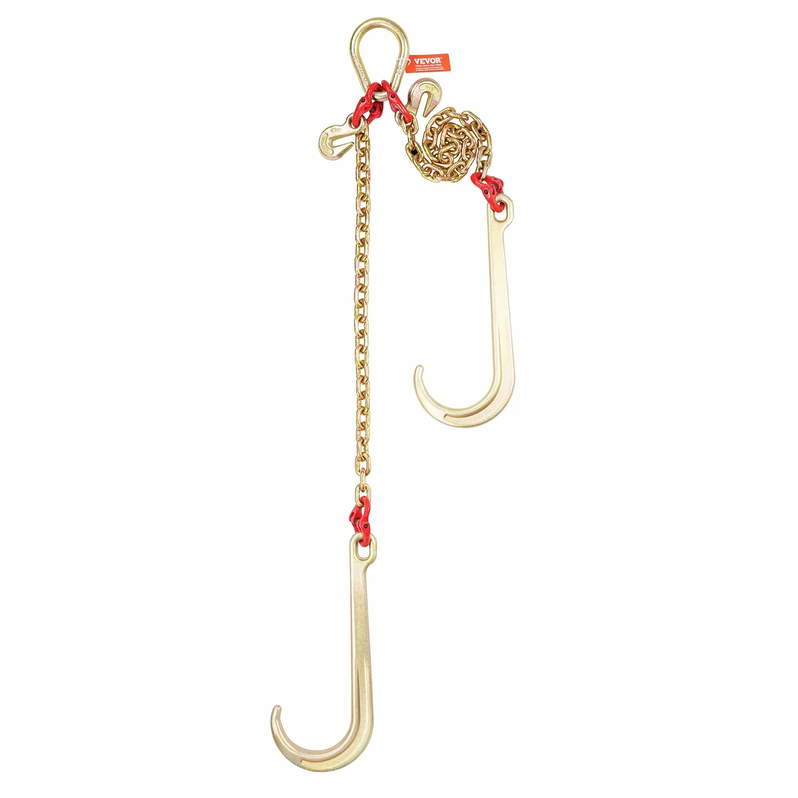 VEVOR Chaîne de Remorquage à Crochets J, Capacité de Charge 4898 kg,​ Chaine Bride V de Remorque G80 avec Crochet de Préhension, 8 mm x 60 cm, pour Dépannage, Transport, Dépanneuse, Camion à Plateau