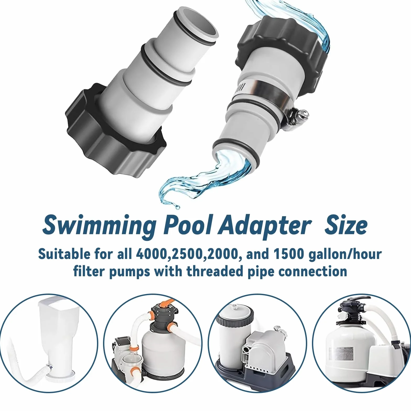 Adaptateur Tuyau Piscine 32/38 mm Étanche Anticorrosion Compatible Pompe Filtre Chauffage Intex