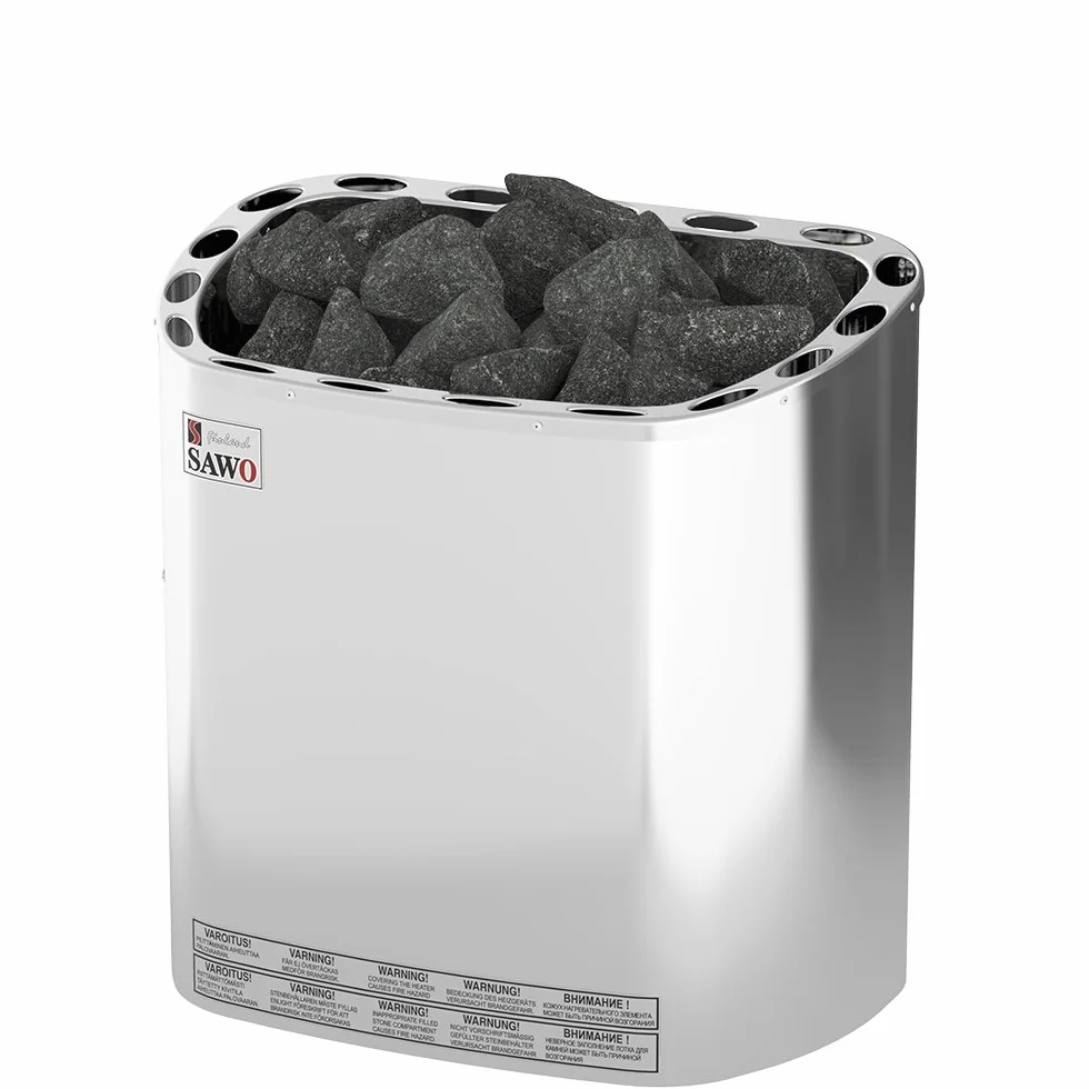 Sauna Poêle Électrique SAWO SCANDIA, Gamme de puissance: 4,5 kW; 6,0 kW; 8,0 kW; 9,0 kW; Nécessite l'unité de contrôle séparé (NS modèle); Multi-Tension: soit monophasé ou triphasé;