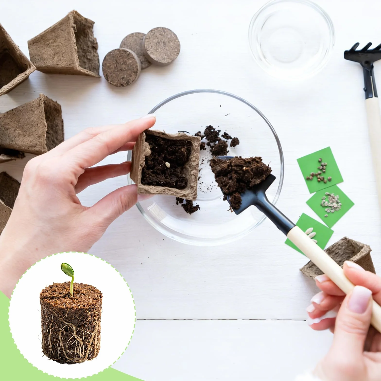 Pastilles de Coco 100 Pièces 30mm, Disques de Terreau sans Tourbe, Fibre Biodégradable pour Semis