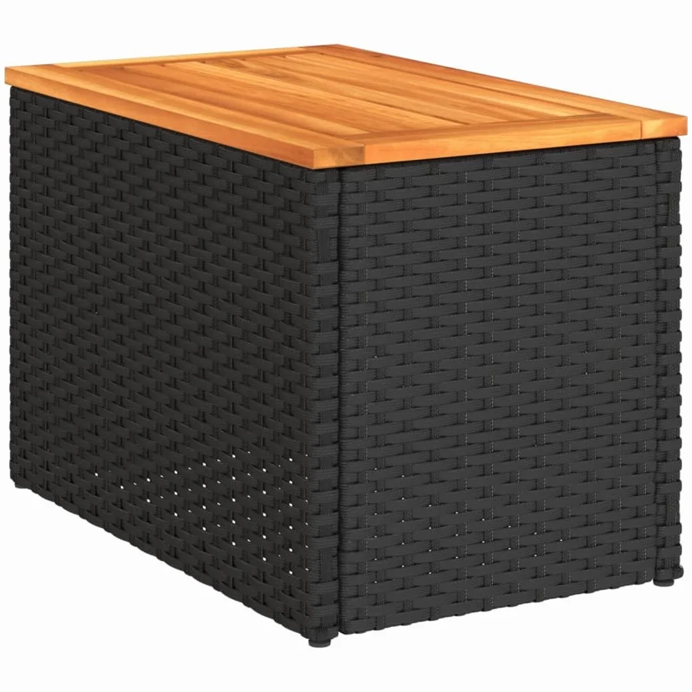vidaXL Tables d'Appoint Jardin 2 pcs, Tables Basses, Rotin Bois Massif, Noir