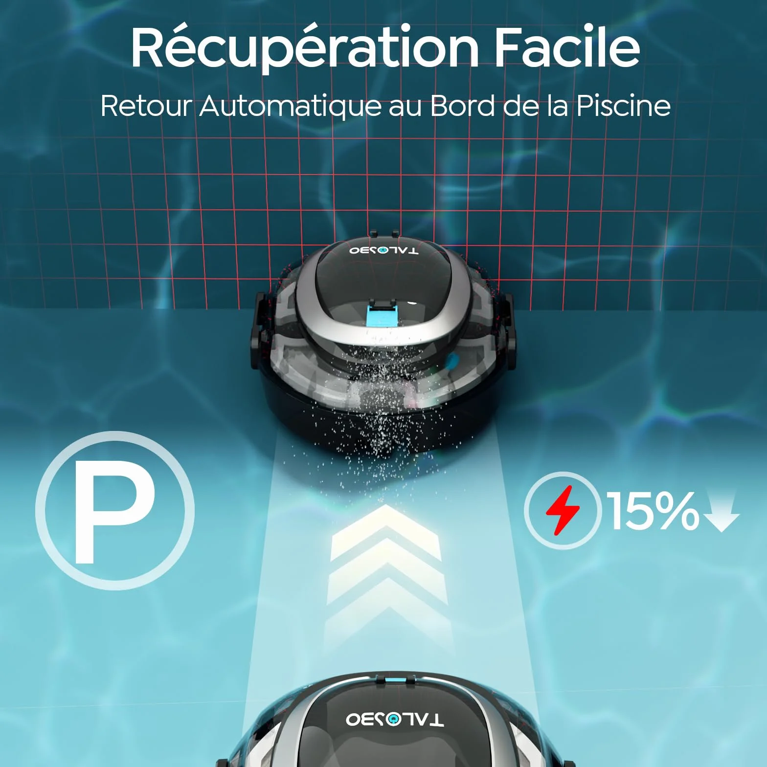 TALOSBO S2 Robot Piscine sans Fil, Double Filtration, 90 Min Autonomie, Nettoyeur Compact, pour Piscines Hors Sol 85 m²