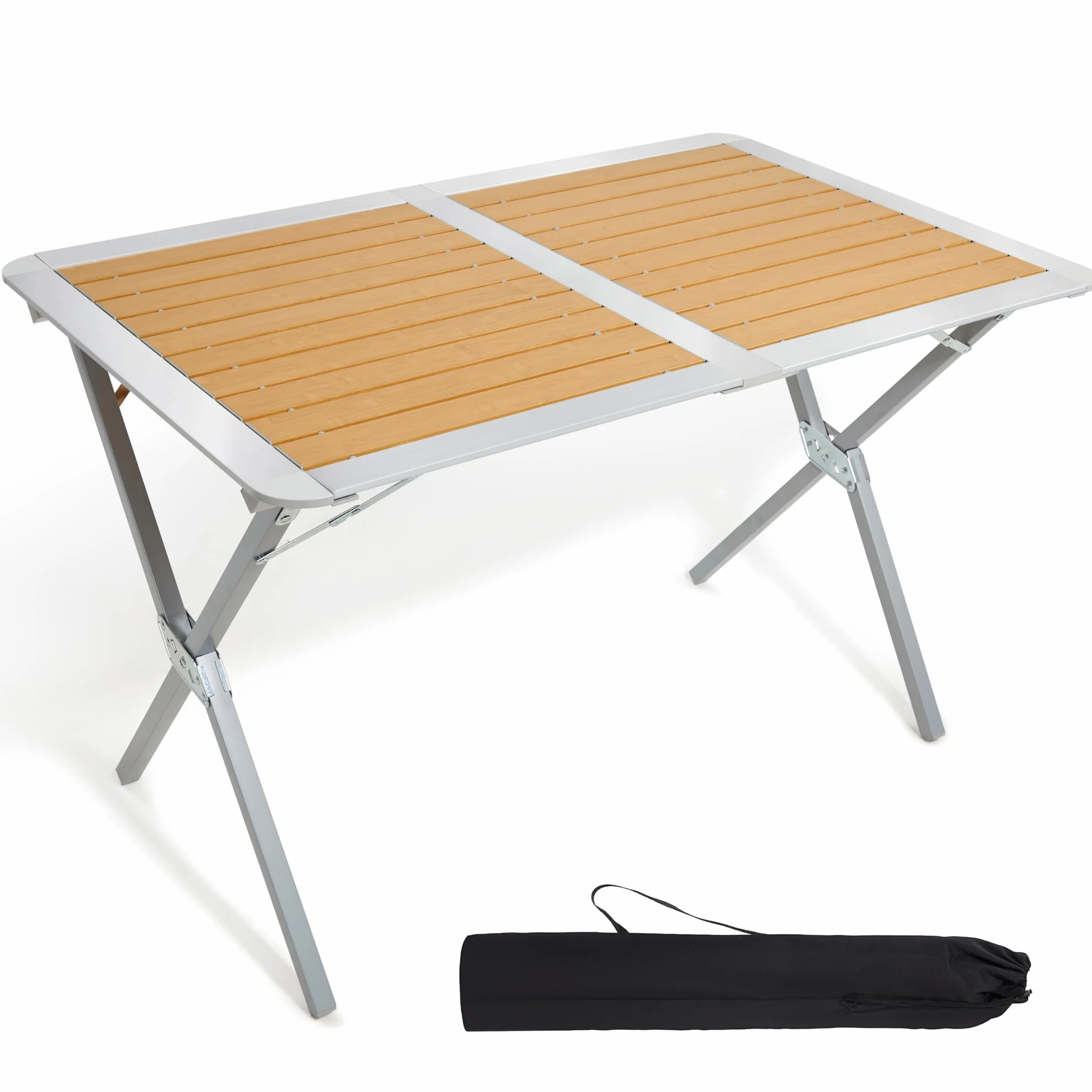 TIMBER RIDGE Table de Camping Pliante Aluminium 4-6 Personnes avec Sac de Rangement
