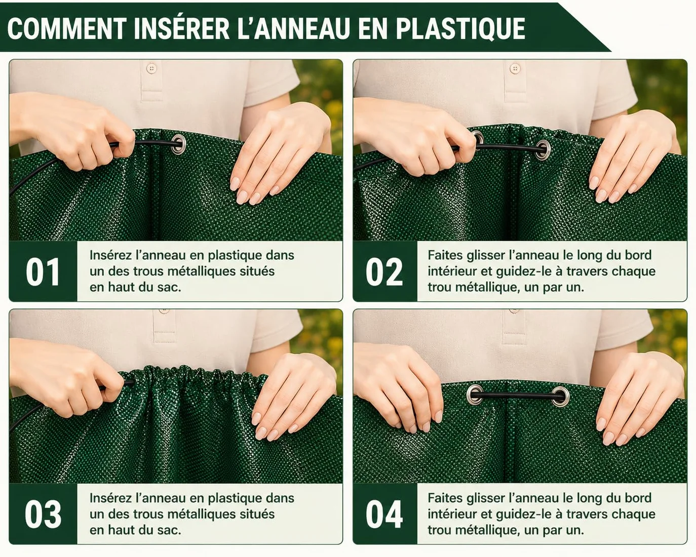 Sacs Jardin 120L Ultra Résistants Réutilisables Lot de 3 Polypropylène Renforcé