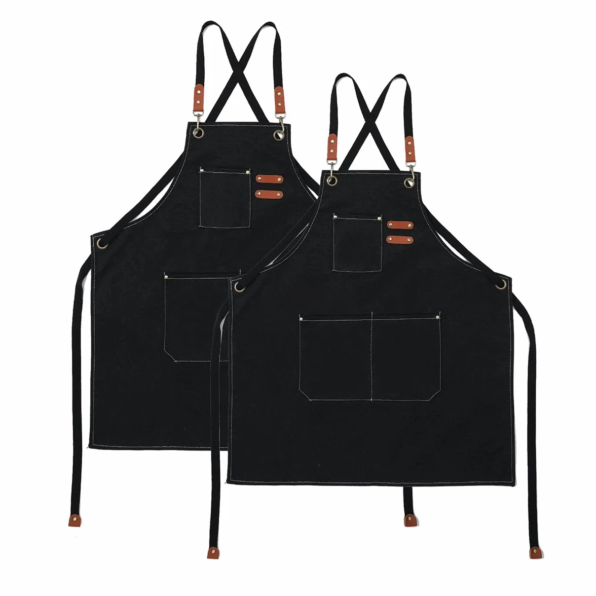 Tablier de cuisine professionnel imperméable 3 poches sangle réglable gris 120 cm