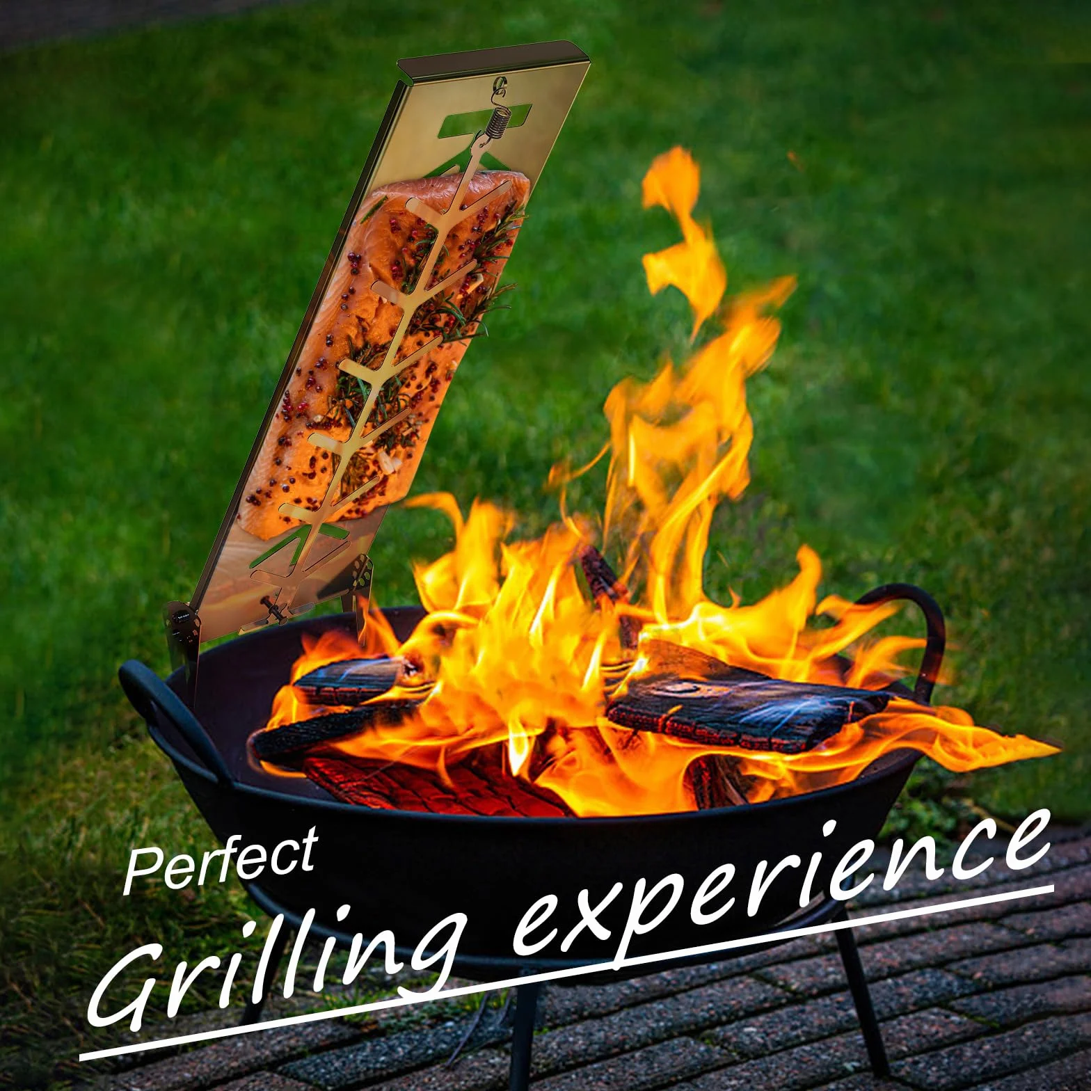 Planche à Saumon INOX avec Support 55x18 cm – Réglable 7 Positions, Lavable au Lave-Vaisselle