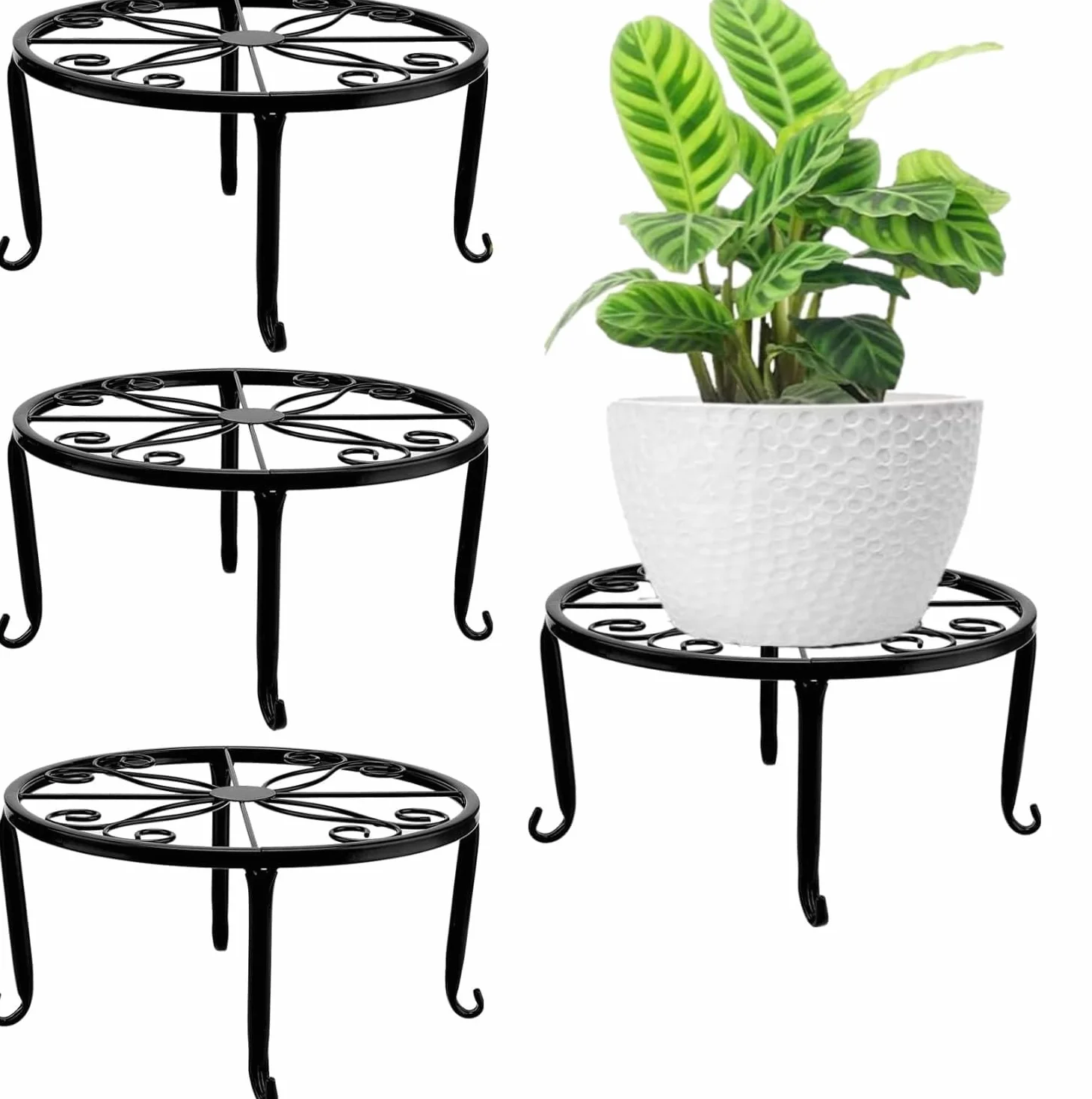 LATERN 4 Pièces Support pour Plantes en Métal 23CM Support pour Pot de Fleurs Robuste Antirouille pour Extérieur Jardin