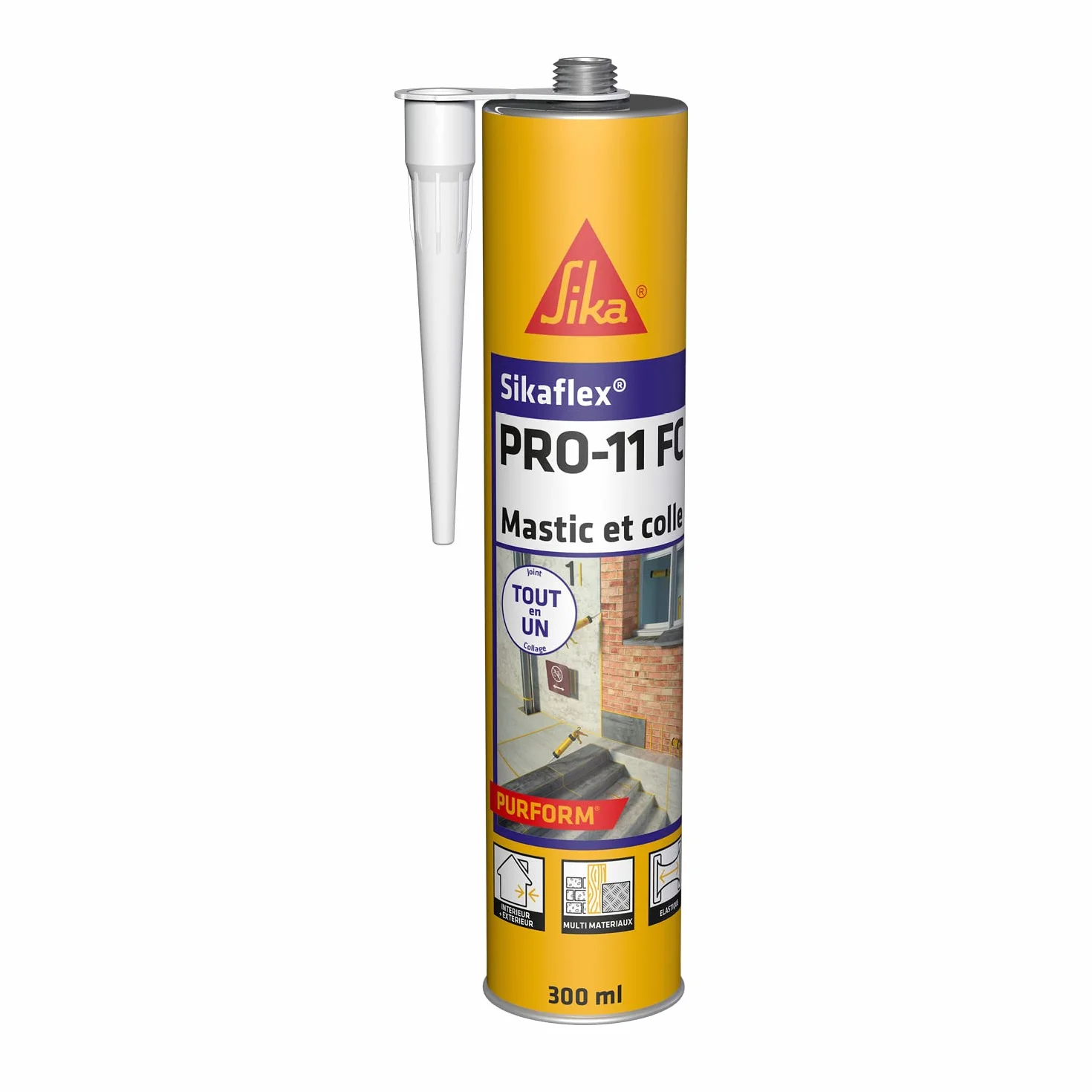 SIKA - Mastic polyuréthane PU tout en 1 - Sikaflex PRO 11 FC Purform Blanc - Collage puissant - Mastic multi-matériaux - Etanche - Intérieur et Extérieur - Construction et Bricolage - 300ml