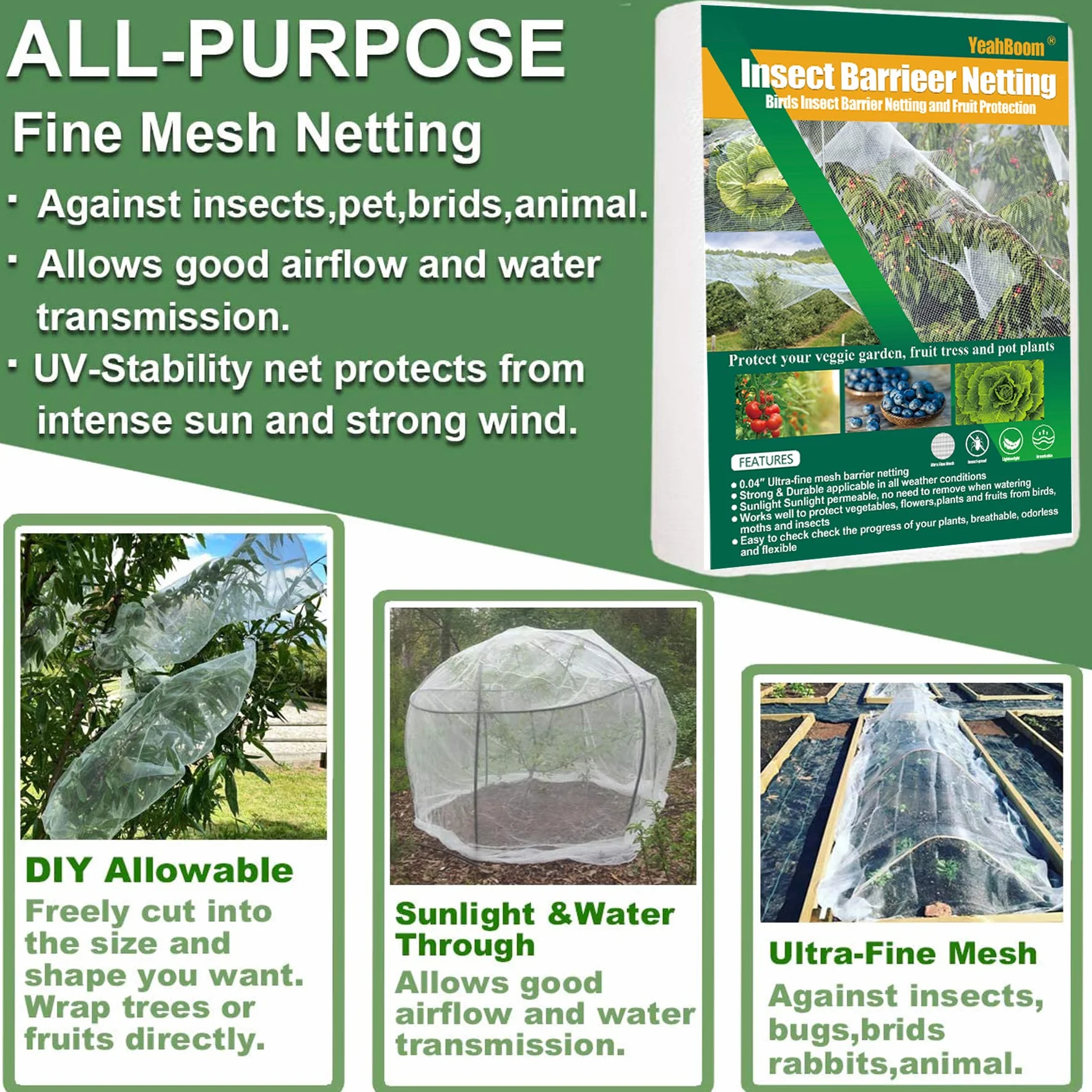 Filet Anti Insecte Potager 3x6M Protection Plantes Légumes Fruits
