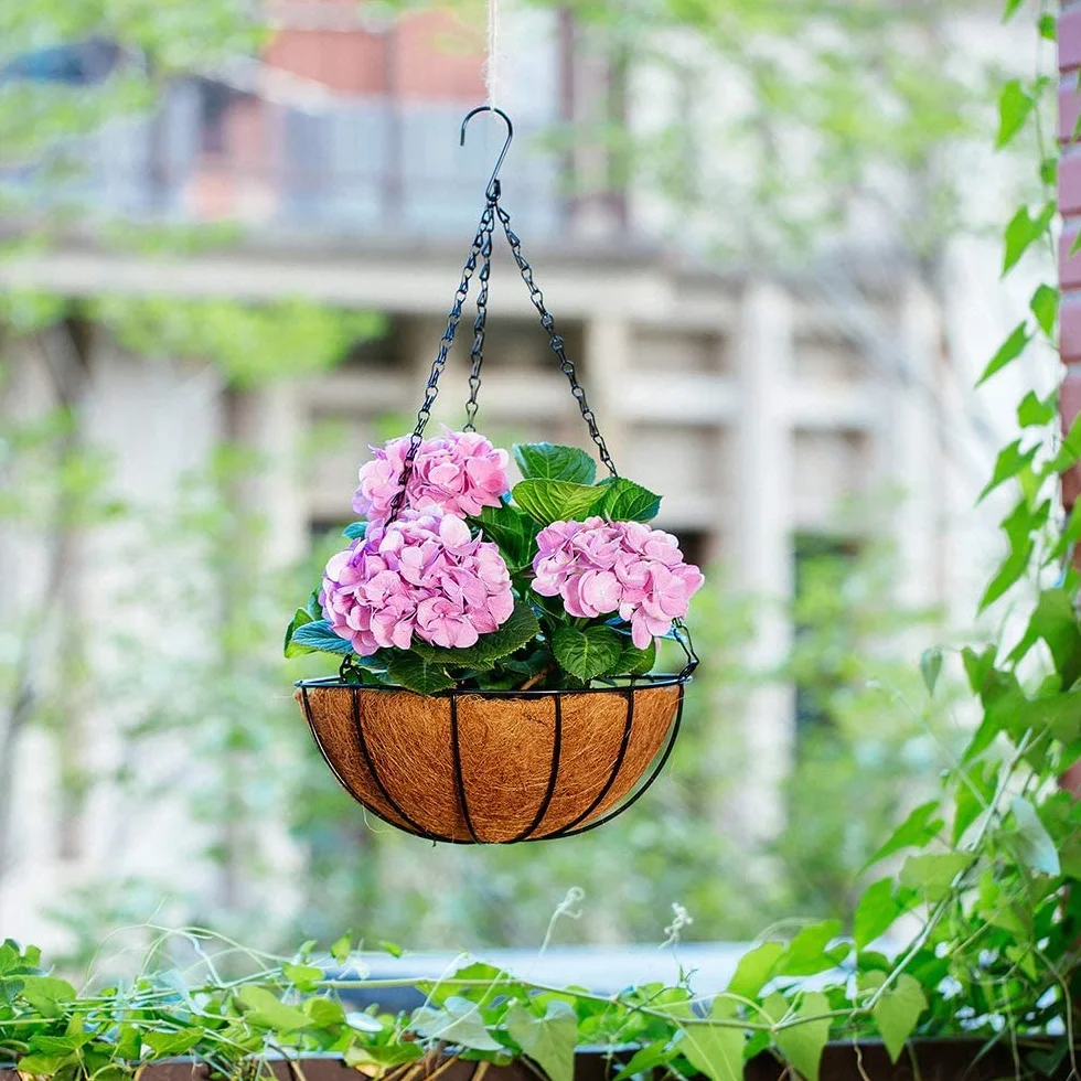 Lot de 2 jardinières suspendues en métal, panier pour plantes à suspendre, noix de coco