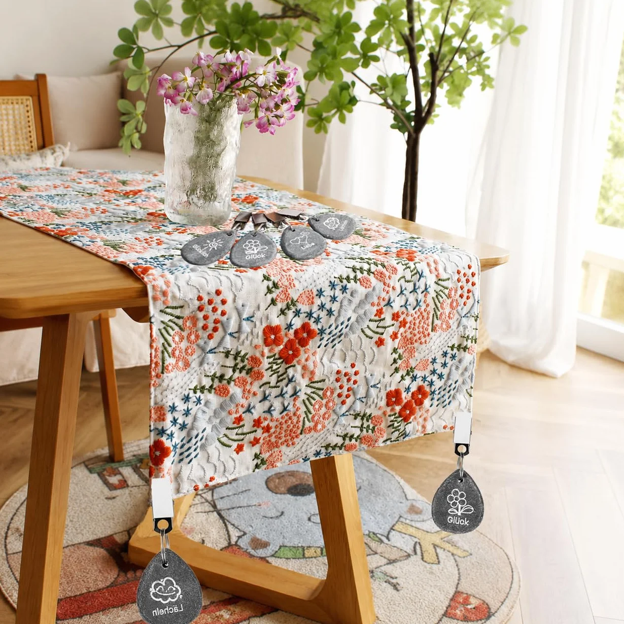 Attache Nappe Anti-Vent Imperméable 8 Pièces Poids de Nappe en Marbre Naturel Gris à Motifs