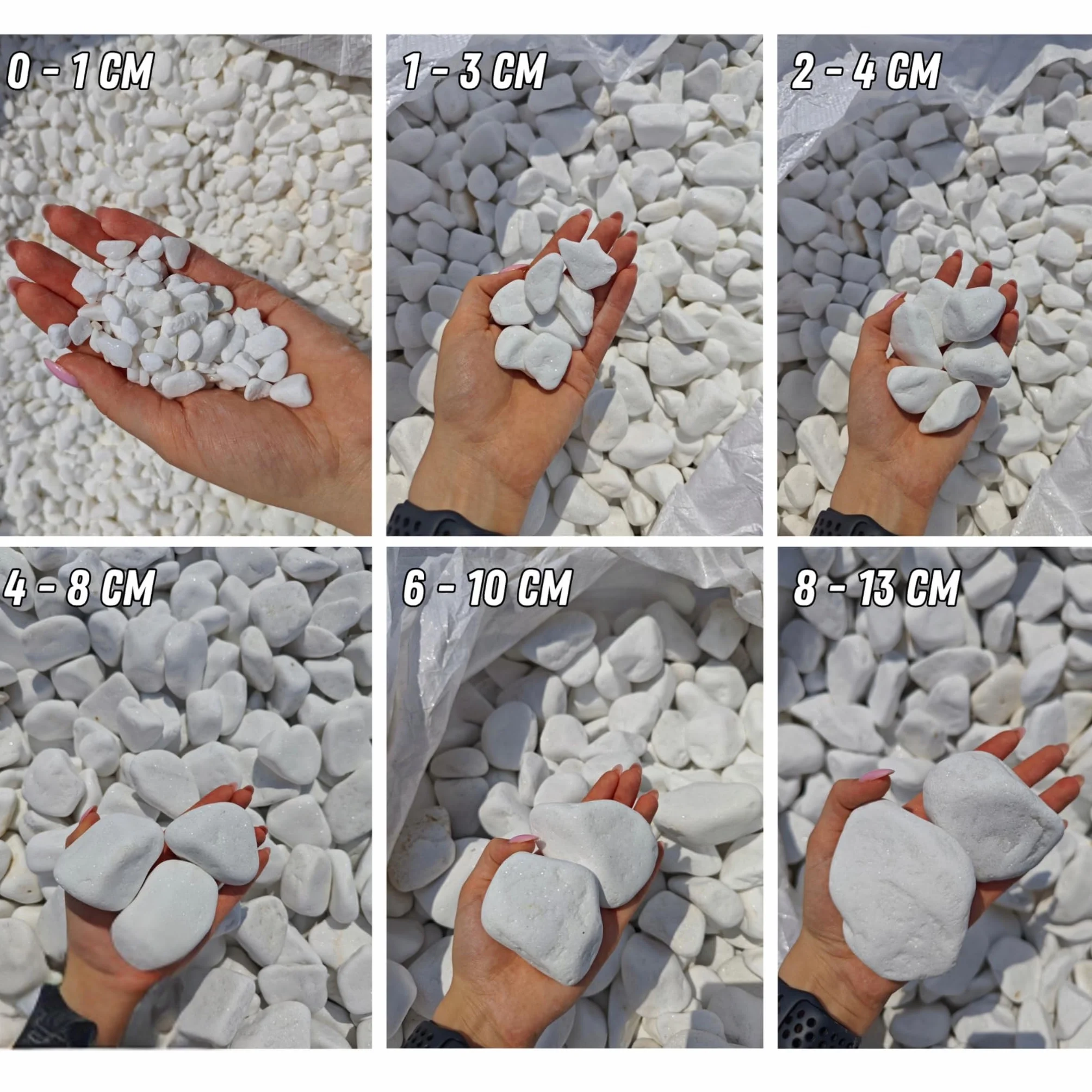 Pierres décoratives blanches Thassos 10 kg 2-4 cm pour jardin allées pots de fleurs