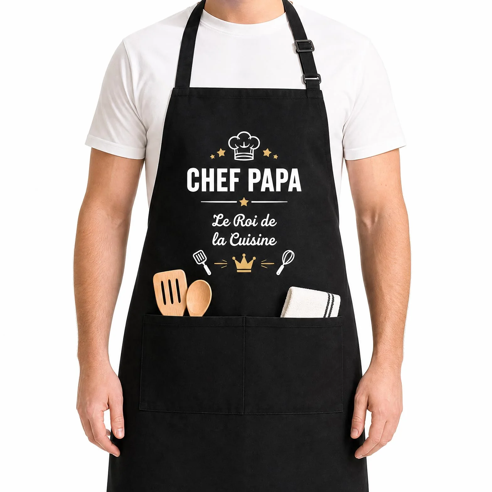 Tablier de Cuisine Homme Cadeau Fête des Pères Personnalisé Chef Papa