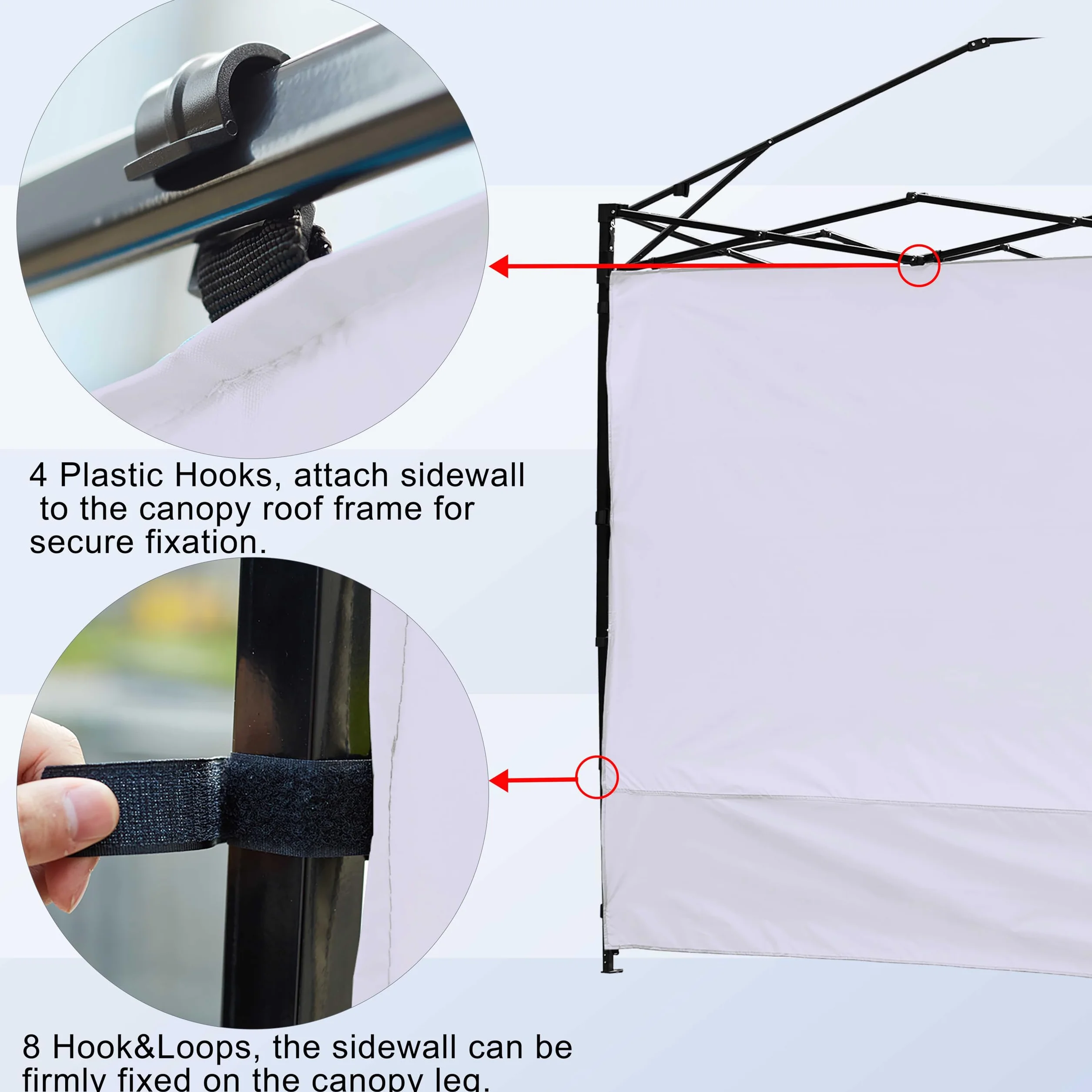 NINAT Parois Latérales Panneau latéral 3 x 3 m Gazebo Tonnelle Tente de Jardin Protéger Pluie Vent Soleil