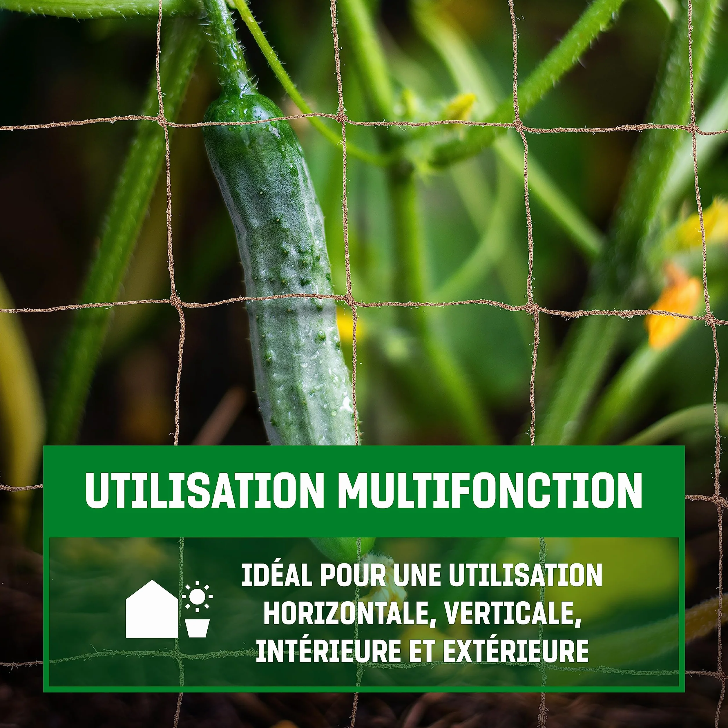 Filet de Jute pour Plantes Grimpantes à Grandes Mailles 2m x 5m 100% Biodégradable