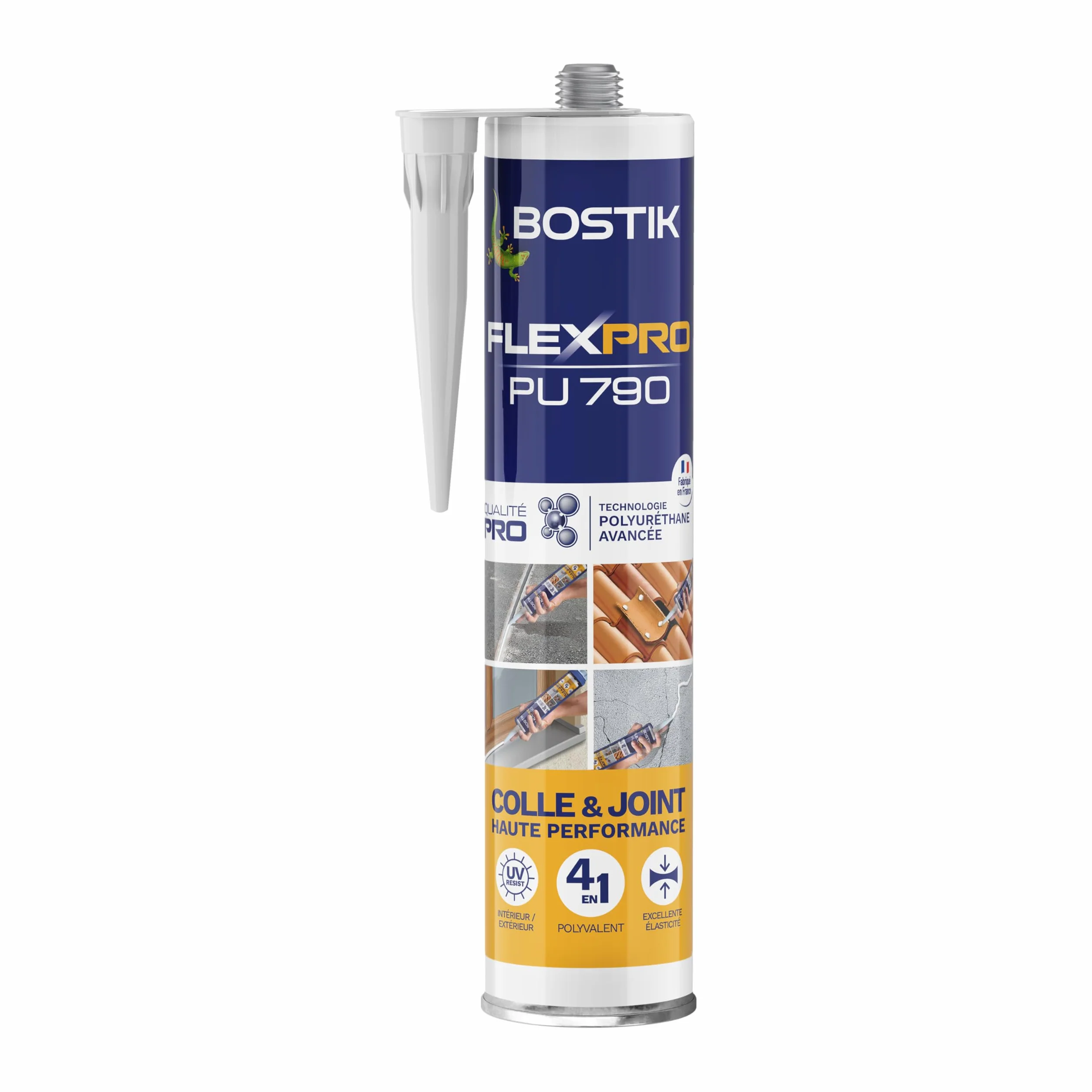Bostik Colle Flexpro PU 790 Blanc – Mastic Colle et Jointe Multi-Usages – Tous Matériaux – Intérieur/Extérieur et Milieux Humides – Formule Polyuréthane Haute Performance – 300 ml
