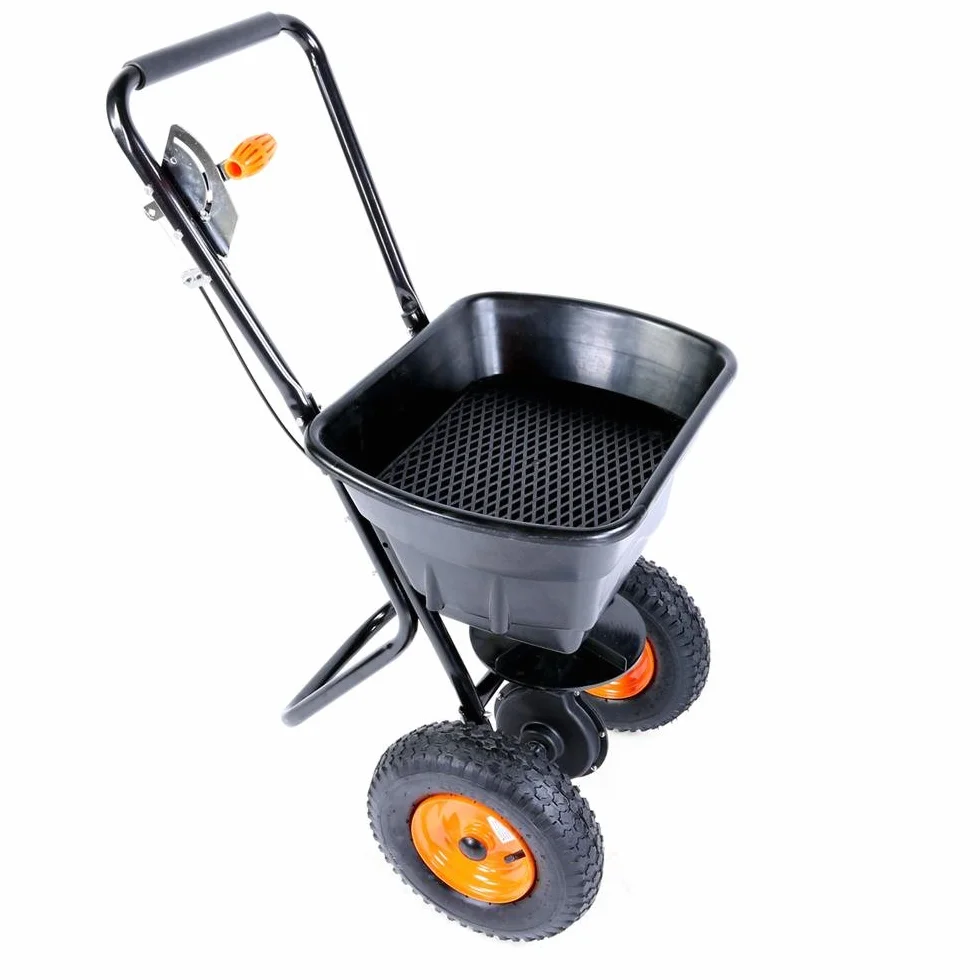 Épandeur centrifuge sur roues FUXTEC FX-GS36 36kg capacité semoir engrais sel gravillons réglage continu