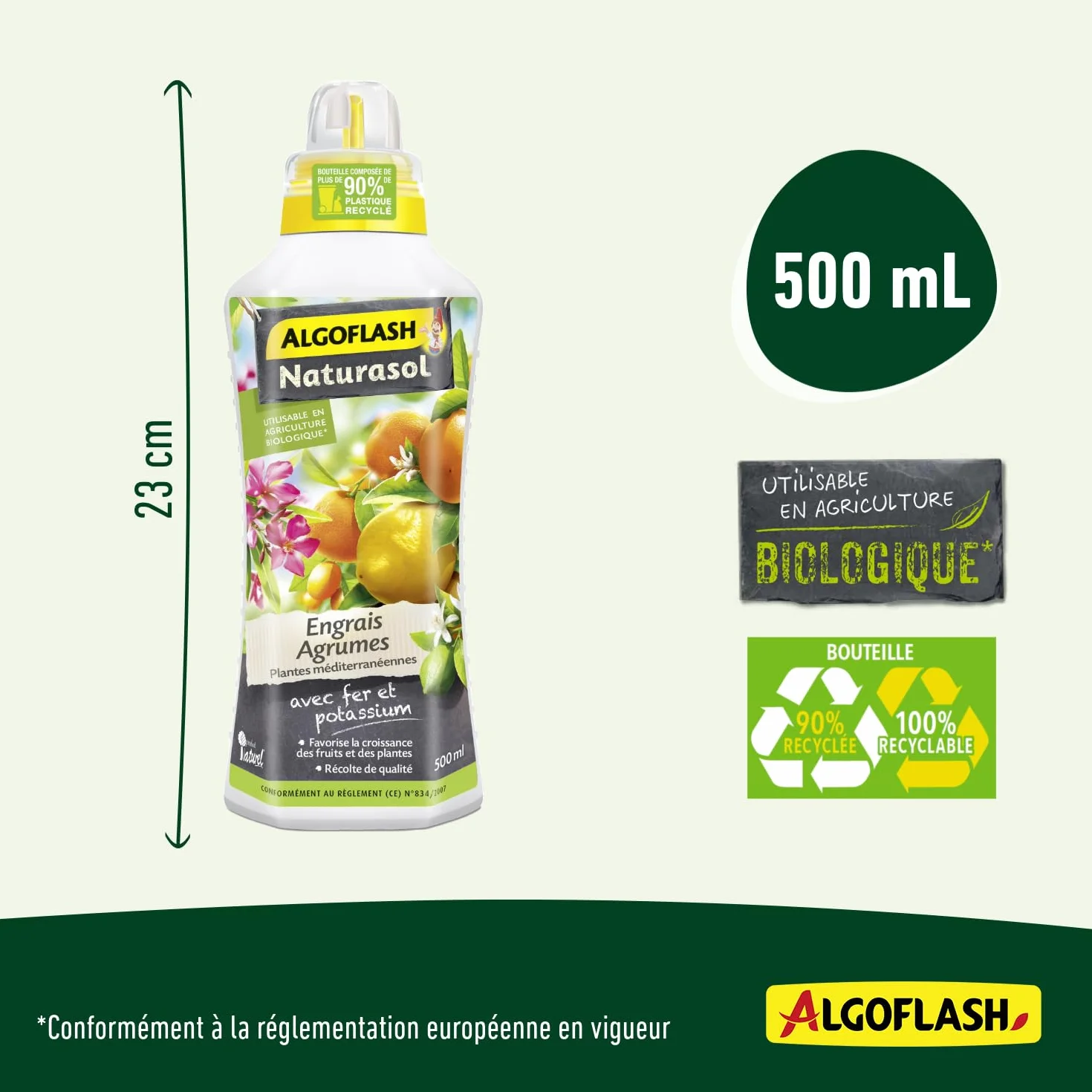 Algoflash NATURASOL Engrais Liquide Agrumes Plantes Méditerranéennes 500 mL