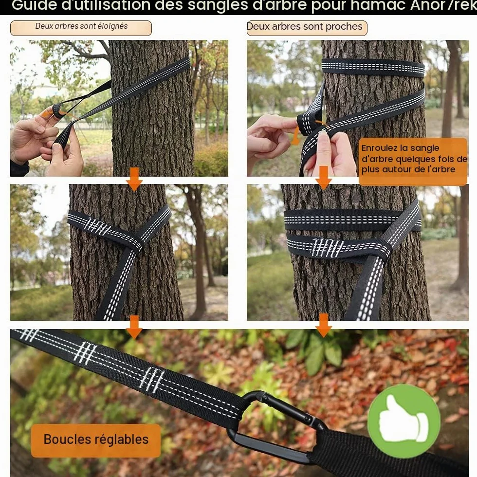 AnorTrek Camping Hammock, hamac de Voyage en Nylon Super léger et Portable avec Deux Sangles d'arbre