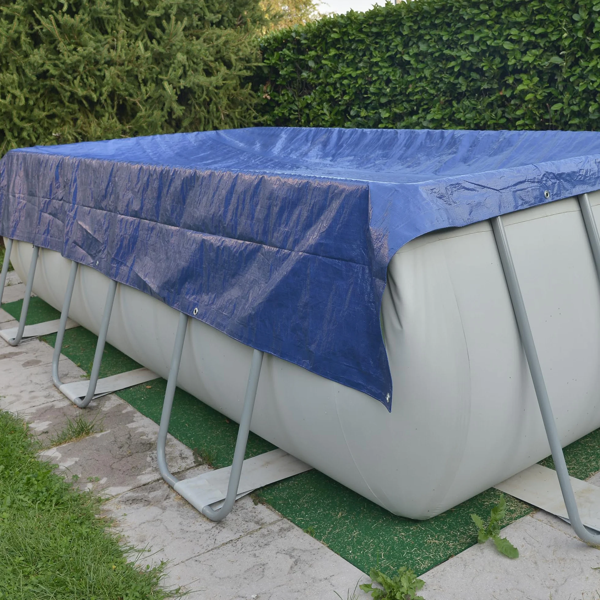 Tenax Cover All Bâche avec œillets en métal imperméable et indéchirable 3 x 5 m Vert/bleu 90 g/m² Pour bois, meubles de jardin, voitures, piscines, bateaux, camping