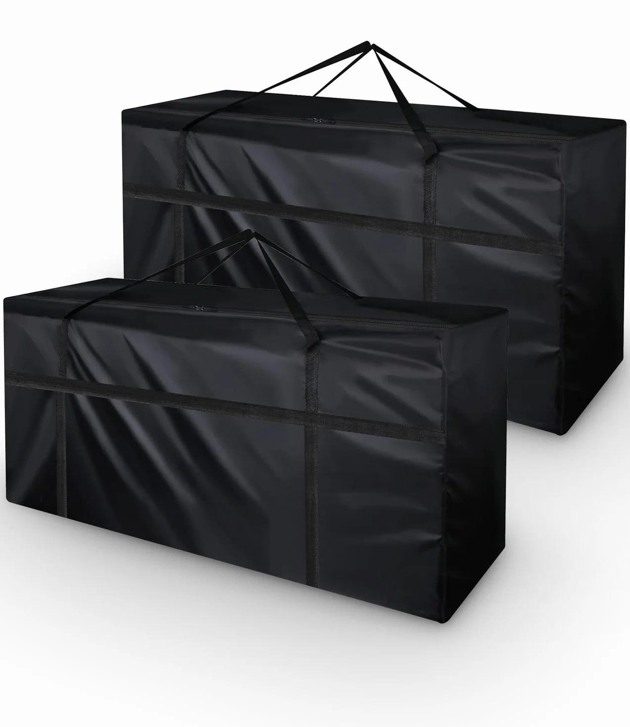 Lot de 2 grands sacs de rangement en tissu Oxford 210D imperméables résistants aux UV 122 x 39 x 55 cm noir