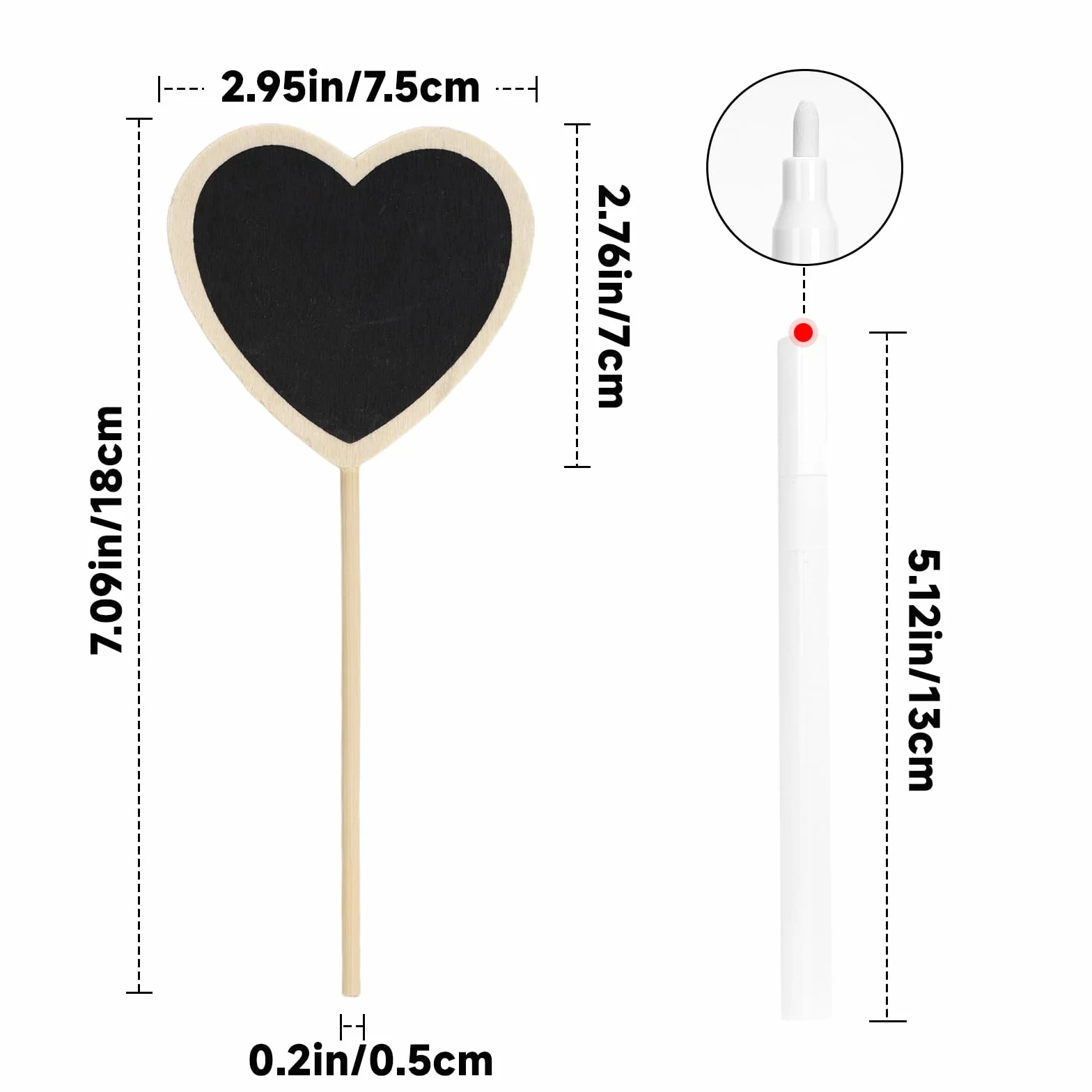 KINGLAKE 20 pièces étiquettes pour plante de bois jardin exterieur coeur