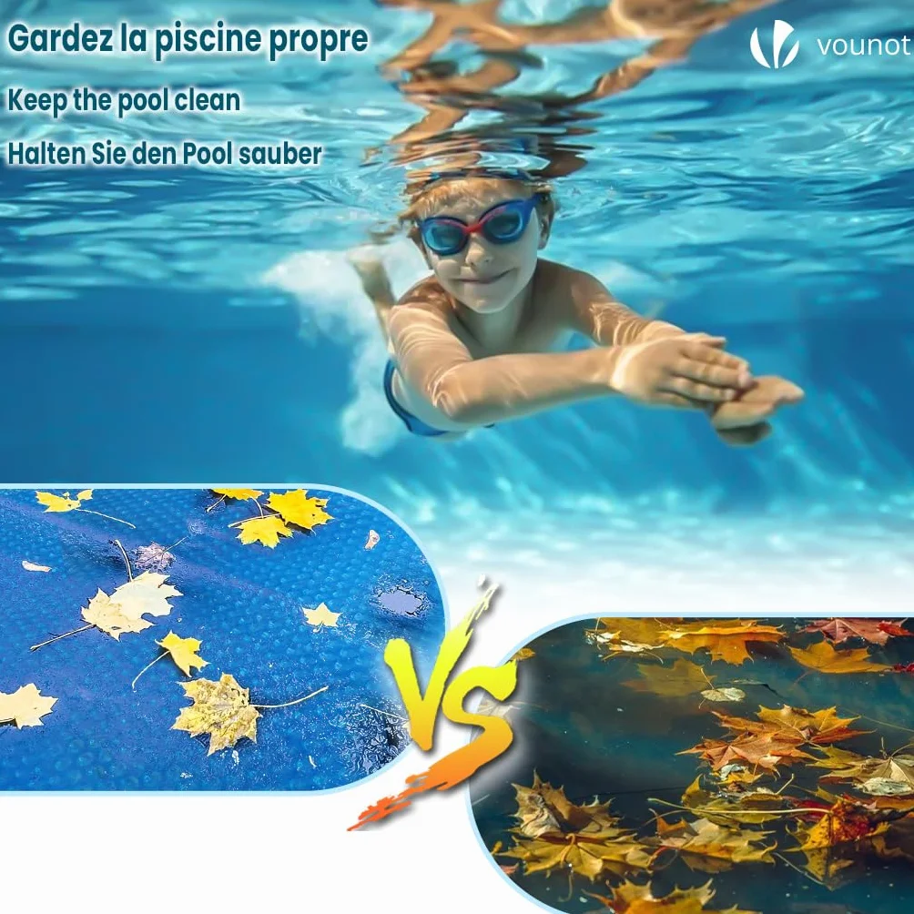 VOUNOT® Bâche Solaire Chauffante Piscine Ronde Ø3.05m Épaisseur 120 µm Film Thermique Bleu