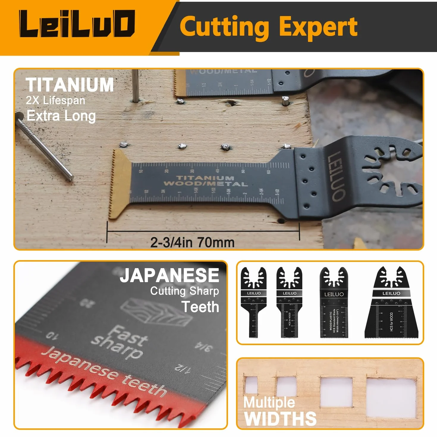 LEILUO Kit d'accessoires oscillant multitool 155 pièces Pour couper poncer et jointoyer Lames de scie oscillantes universelles avec sac de rangement Compatible avec DeWalt Dremel Makita et plus