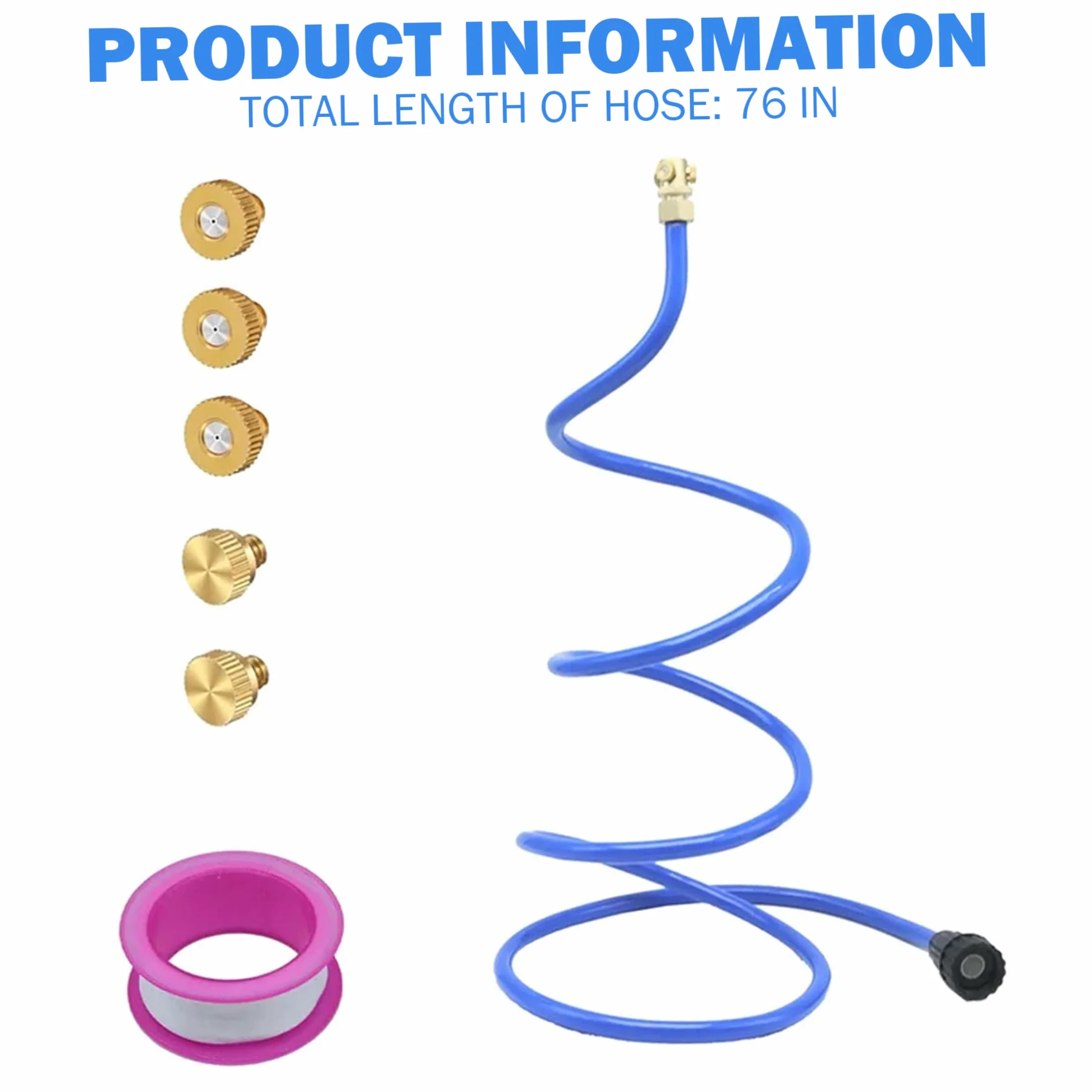 Système de brumisation extérieur Monsieur Portable réglable 76 Pouces Anti-Obstruction Tuyau 3/4 Pouces Bleu