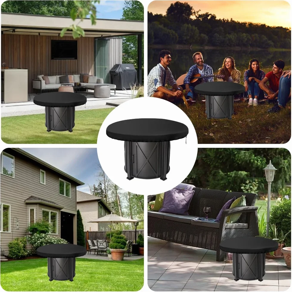 Housse de Protection pour Plaque de Feu 420D Ronde 100 cm Anti-UV Etanche Oxford Noir