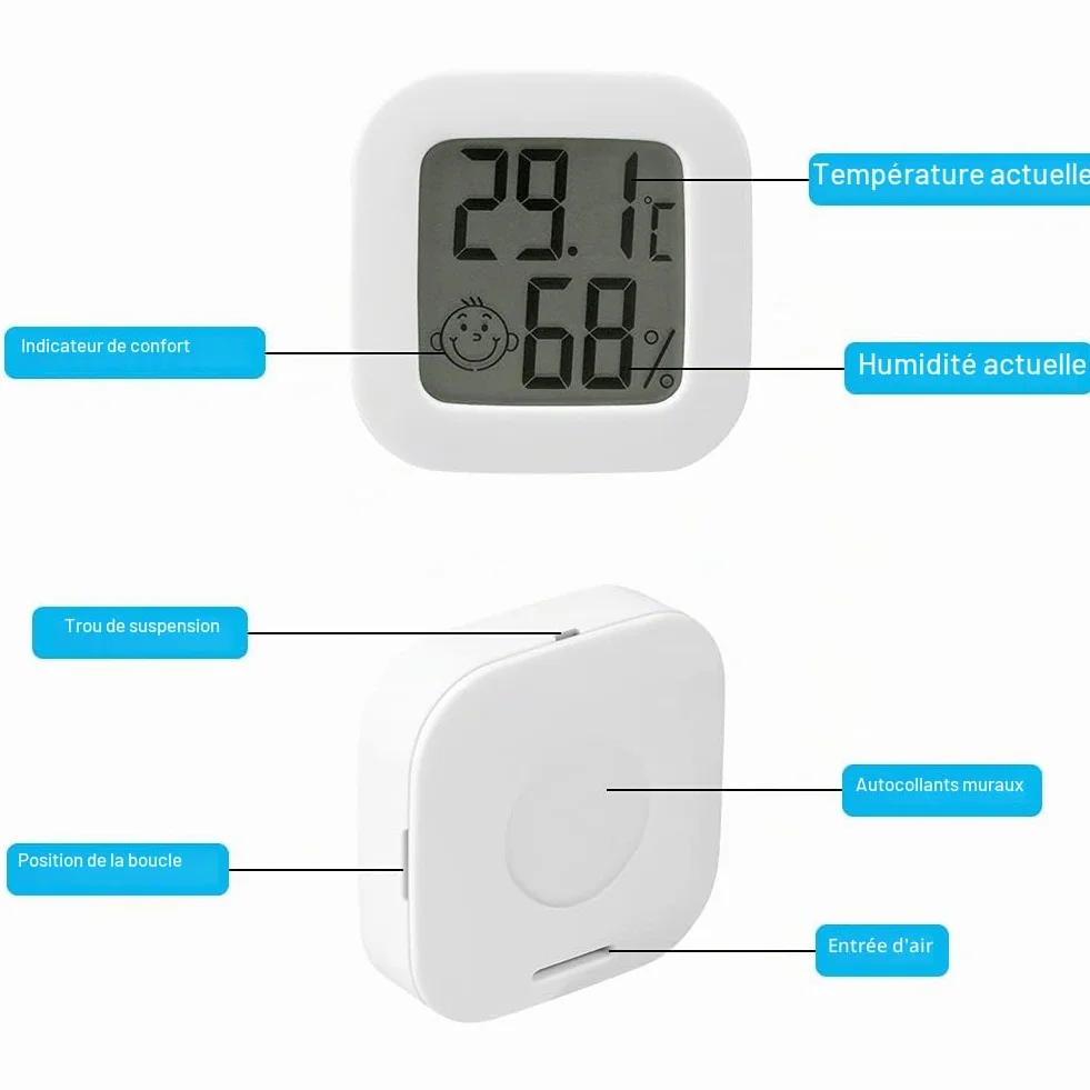 Flintronic Thermomètre Hygromètre Intérieur 2PCS, Mini Digital Haute Précision Moniteur Température Humidité