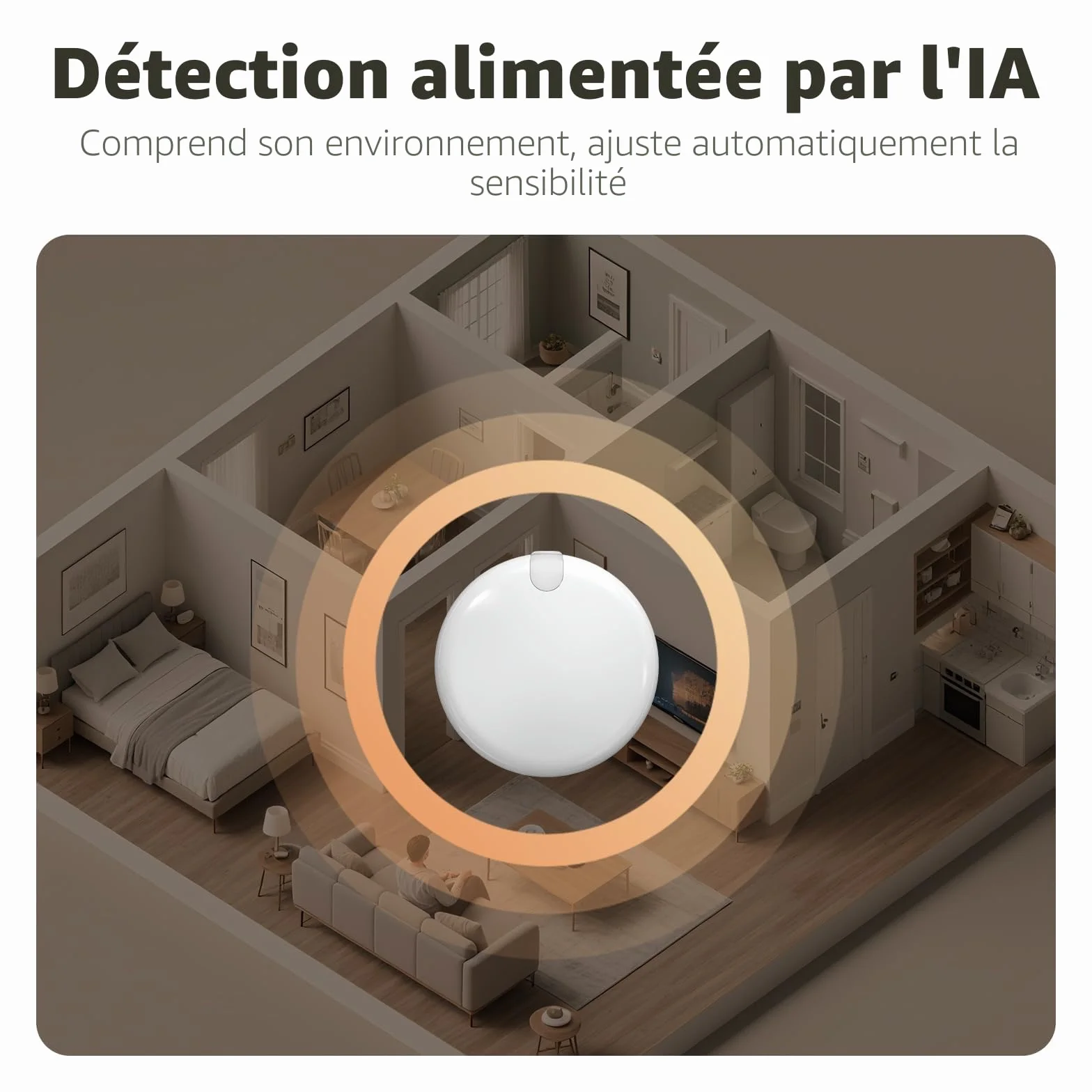 Aqara Détecteur de Présence sans Fils 5-en-1 FP300, Thread/Zigbee,Radar mmW+PIR,Détection de Mouvement/Présence/Lumière/Température/Humidité,Compatible avec Apple Home,Alexa,Home Assistant,Google