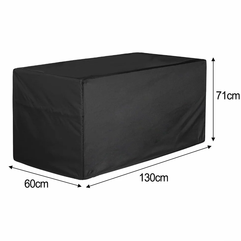 Housse de coffre de terrasse en tissu Oxford imperméable 130x60x71 cm noir