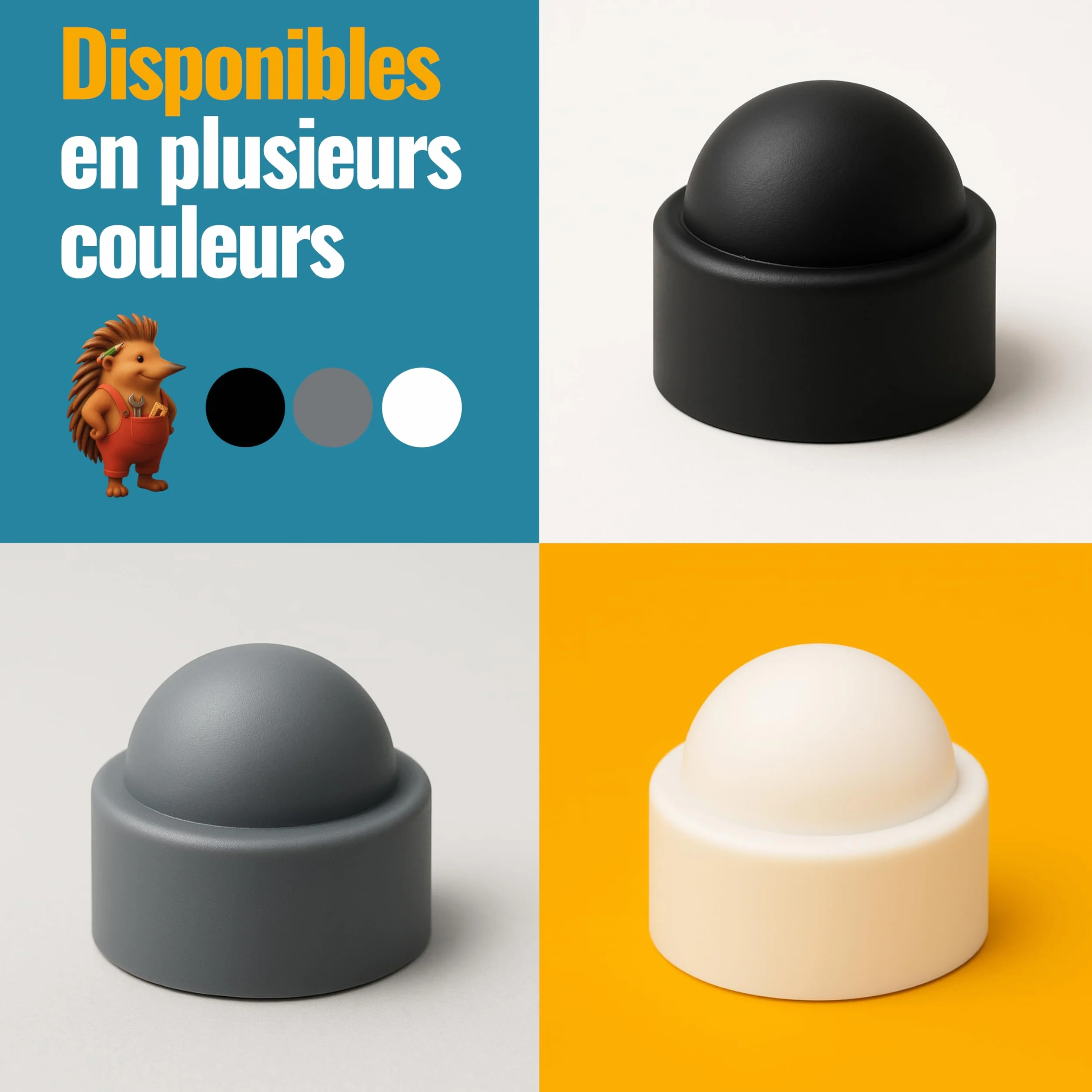 Ajile – 20 Caches Écrous M10 - Clé 17 mm – Protège Écrou Et Vis – Capuchons Plastique Noirs Résistants – Cache Vis Décoratif, Protection Anti-Rouille Et Finition Propre - Bricolage