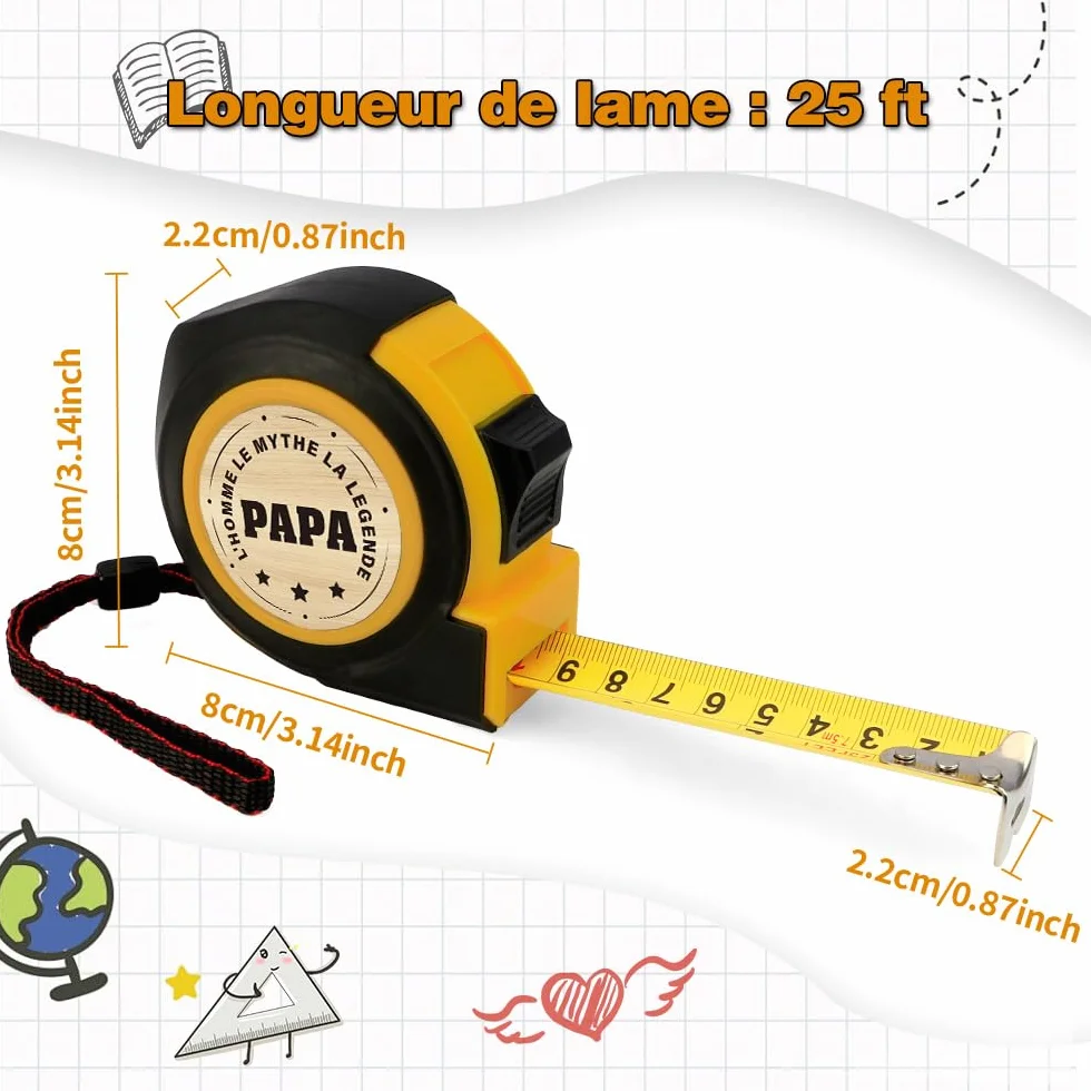 Cadeau Papa Mètres à ruban Résistant pour Fête des Pères Noël Anniversaire