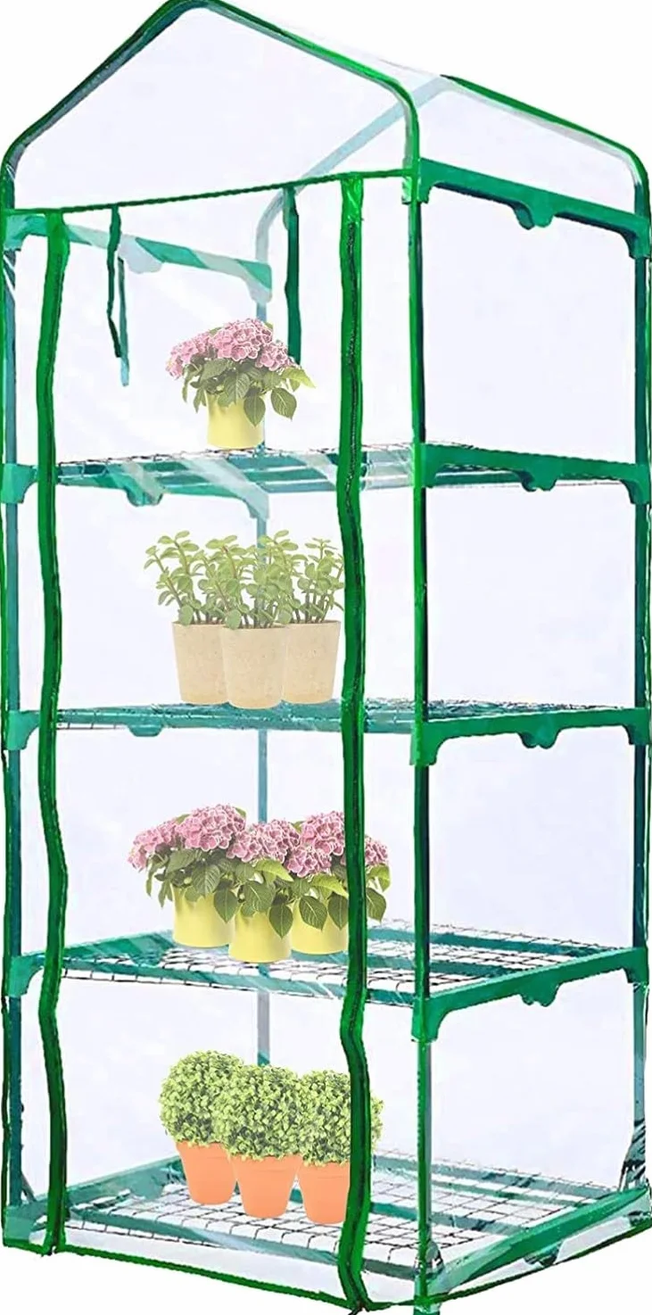 LATERN Couverture de Rechange pour Serre 160CM x 70CM x 50CM PVC Clair avec Porte à Glissière Enroulable