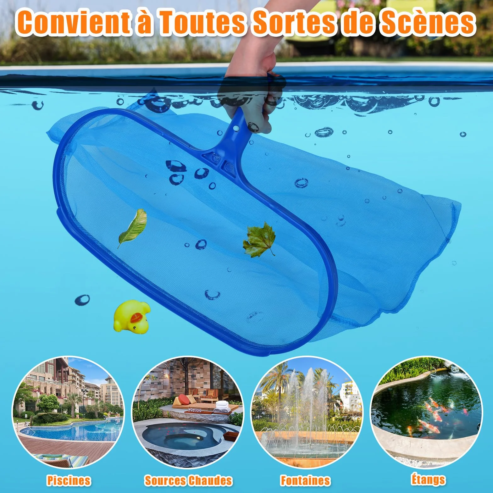 LIHAO Épuisette Surface Piscine Bassins Fontaines, Filet à Mailles Grand Capacité