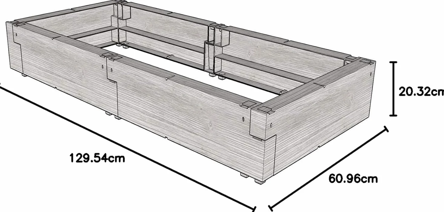 JUWEL Timber Jardinière surélevée 130 x 60 cm Hauteur 20 cm Isolation Thermique Extension Parterre surélevé