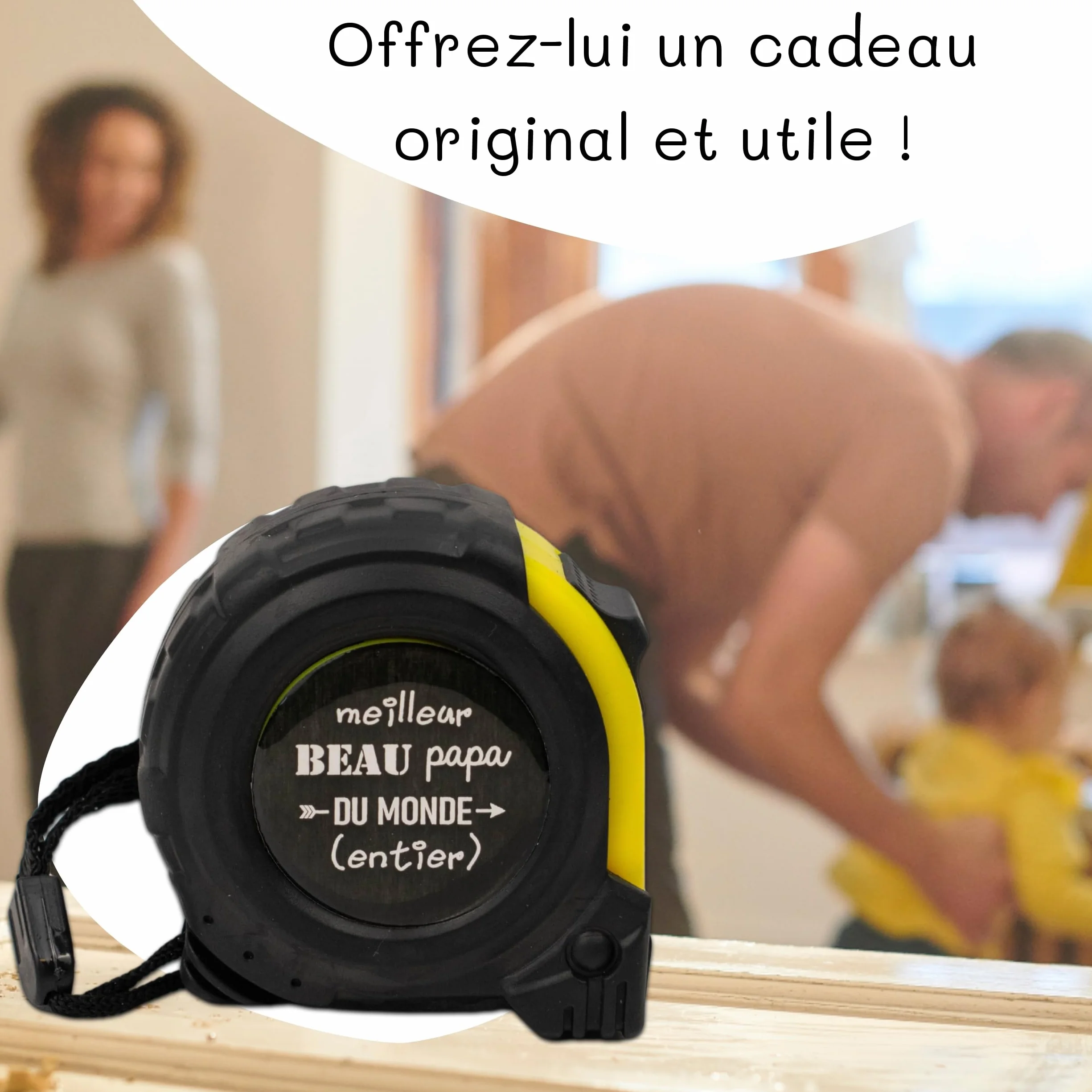Mètre ruban personnalisé pour beau-père - Cadeau fête des pères et anniversaire