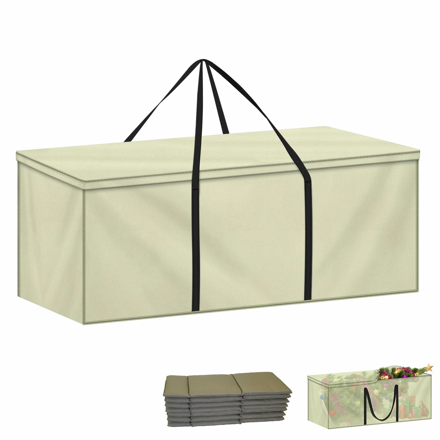 LAMUNI Sac de Rangement pour Coussin de Jardin 600D Oxford Imperméable 140x40x60cm