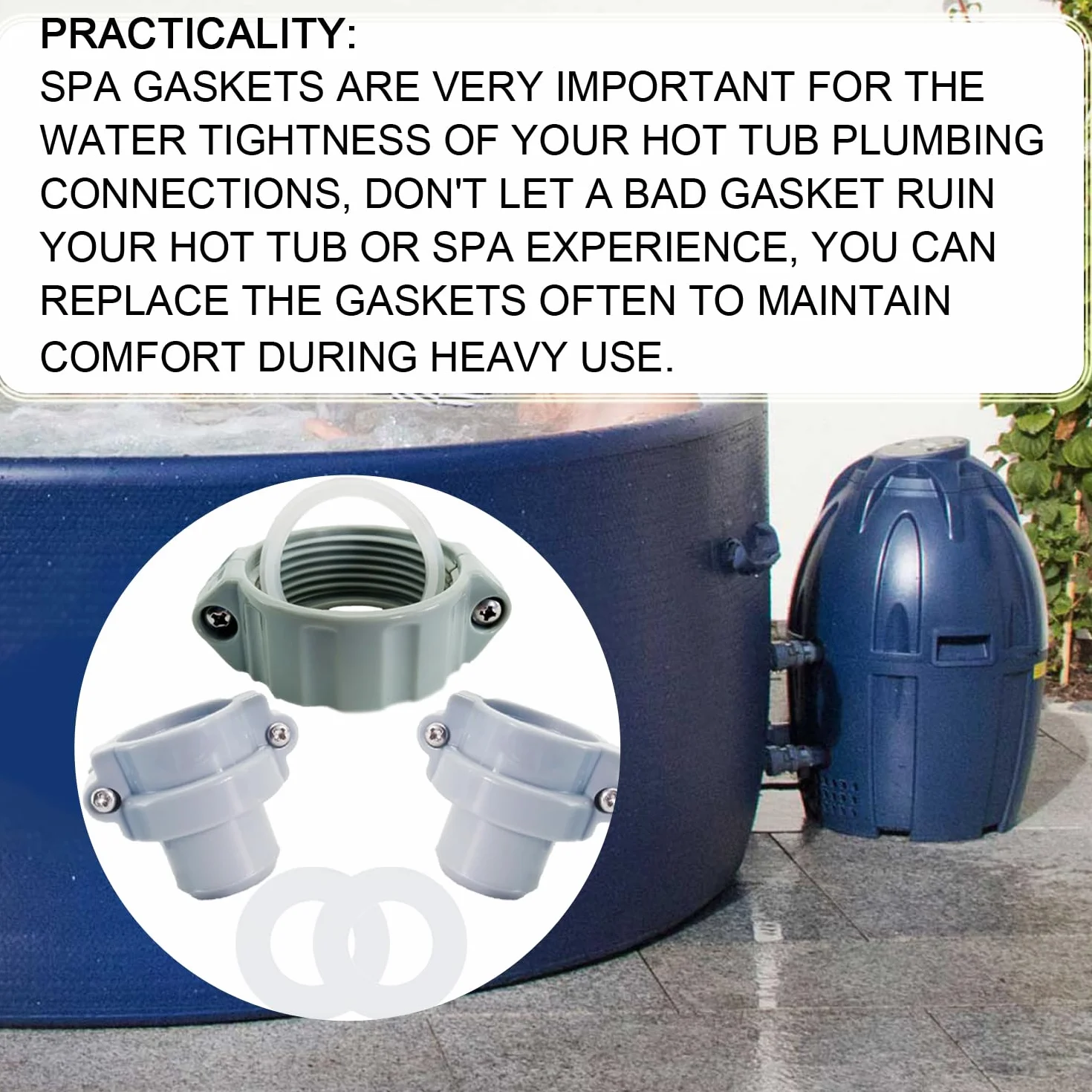 Compatible pompe à couplage Lay-Z-Spa, joints 1A 2B/C, écrous, rondelles