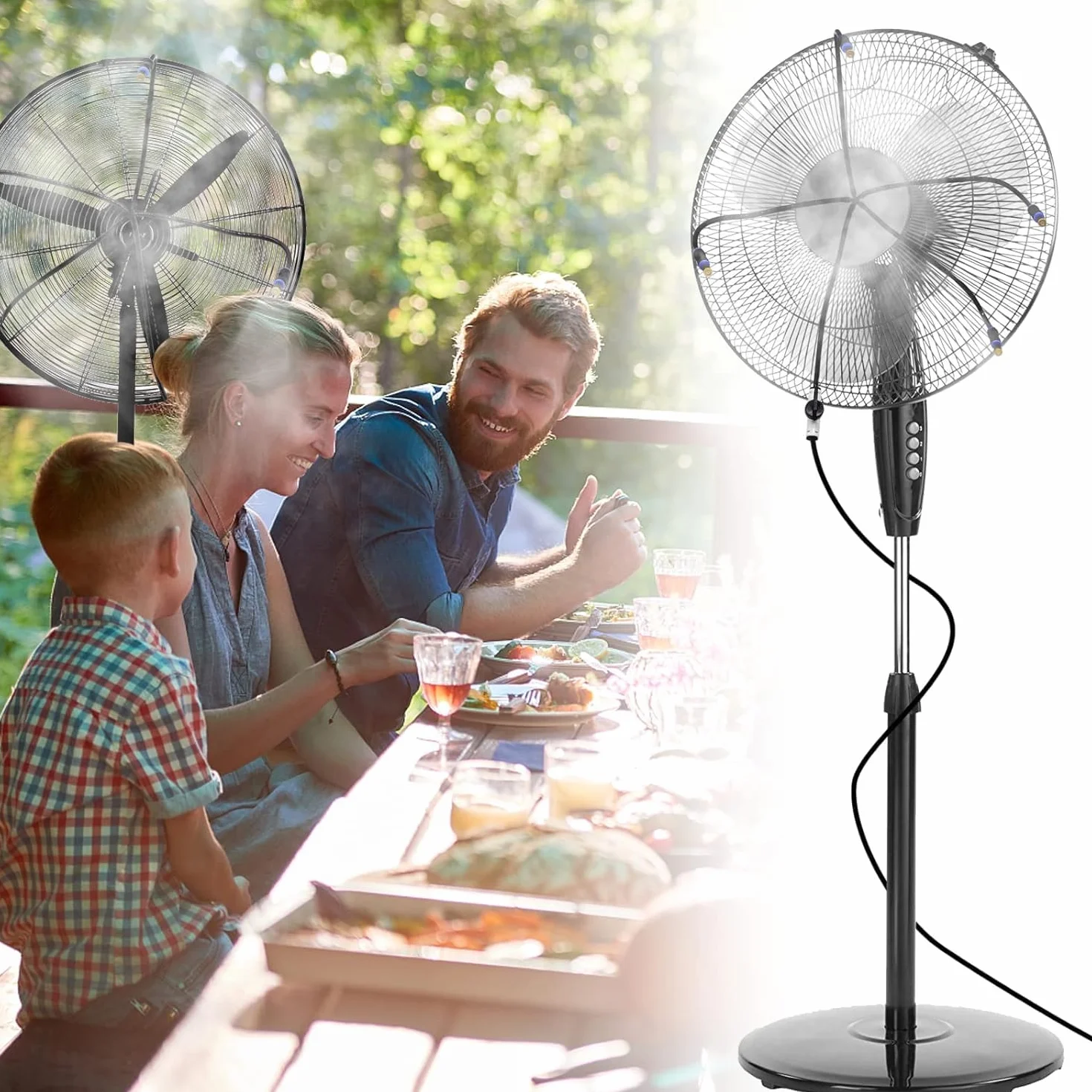 Tesmotor Kit de Refroidissement pour Ventilateur avec 4 Buses de Brouillard en Laiton