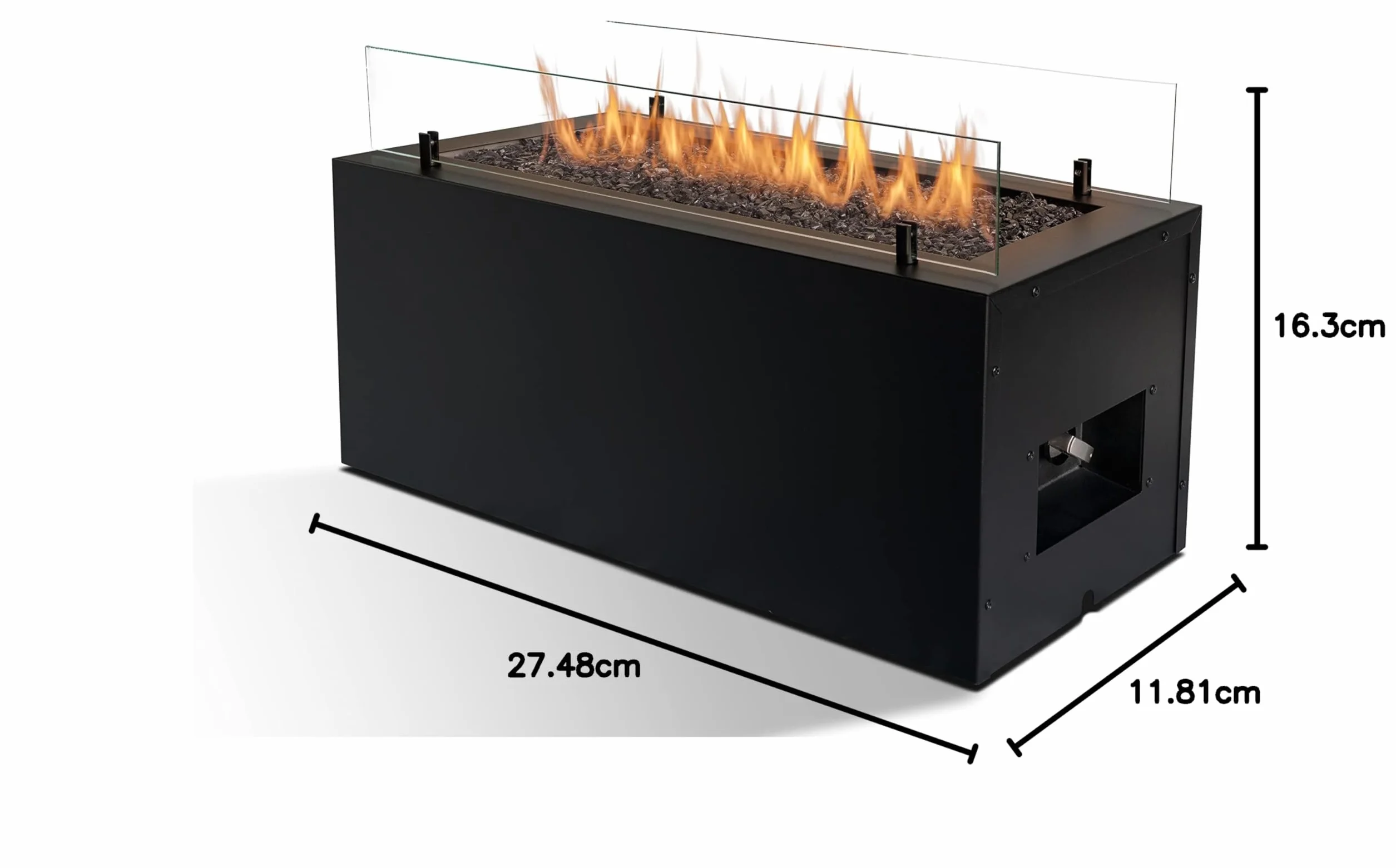 Planika Rio Foyer à gaz extérieur portable GPL - Chauffage de jardin en acier inoxydable et verre trempé noir