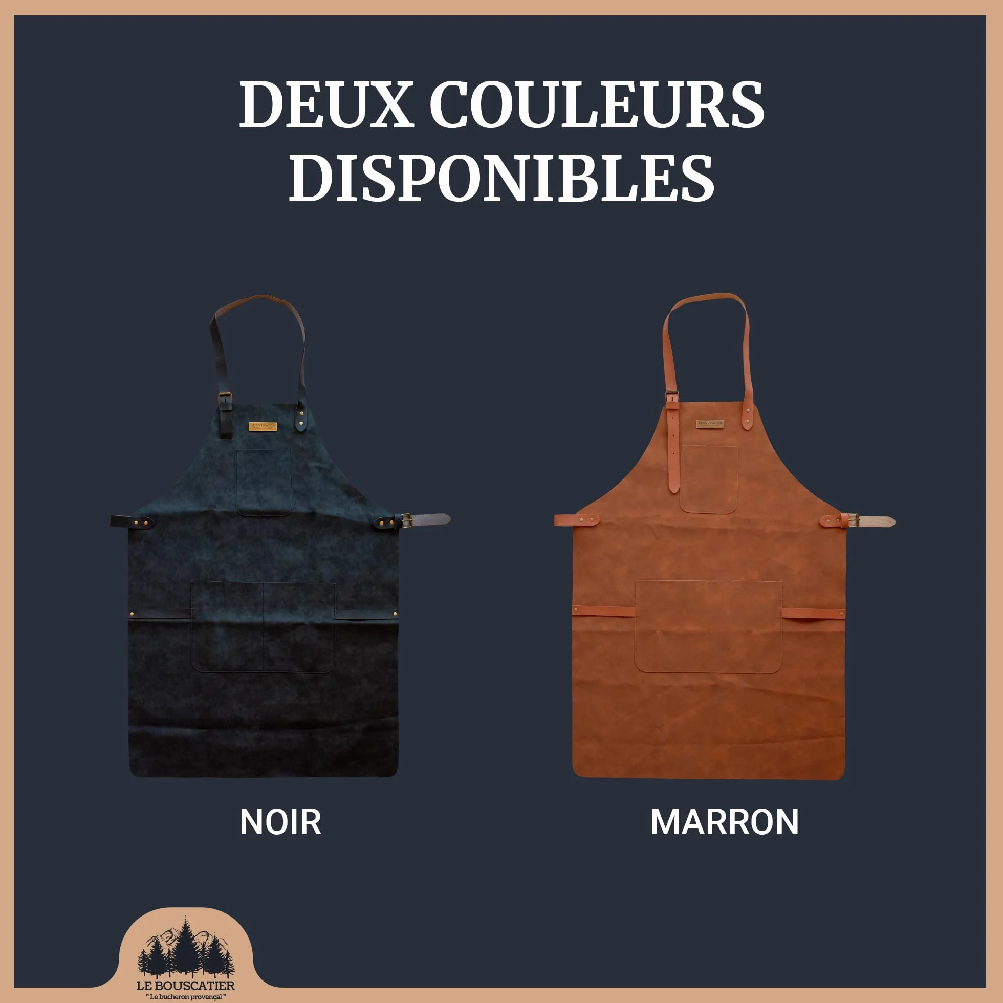 Le Bouscatier Tablier cuisine en cuir réglable résistant léger pour barbecue plancha brasero grillades