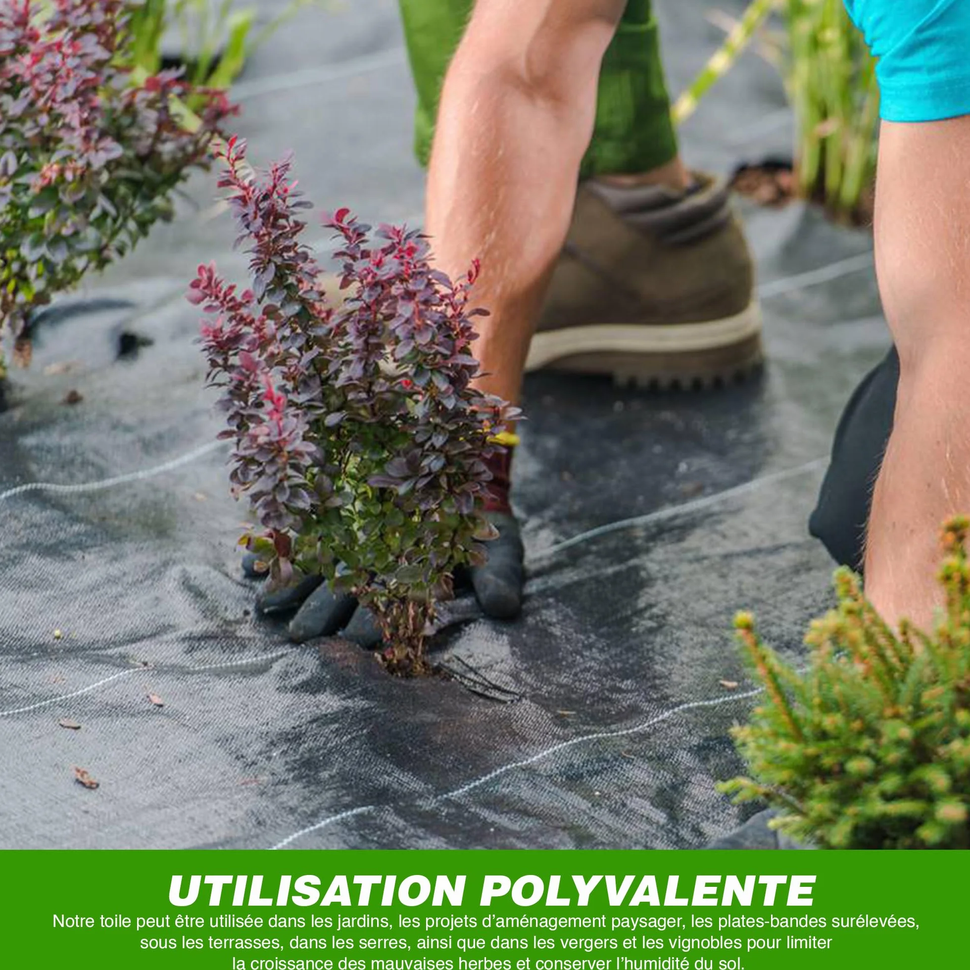 Bâche géotextile GroundMaster 4m x 10m résistante contre les mauvaises herbes