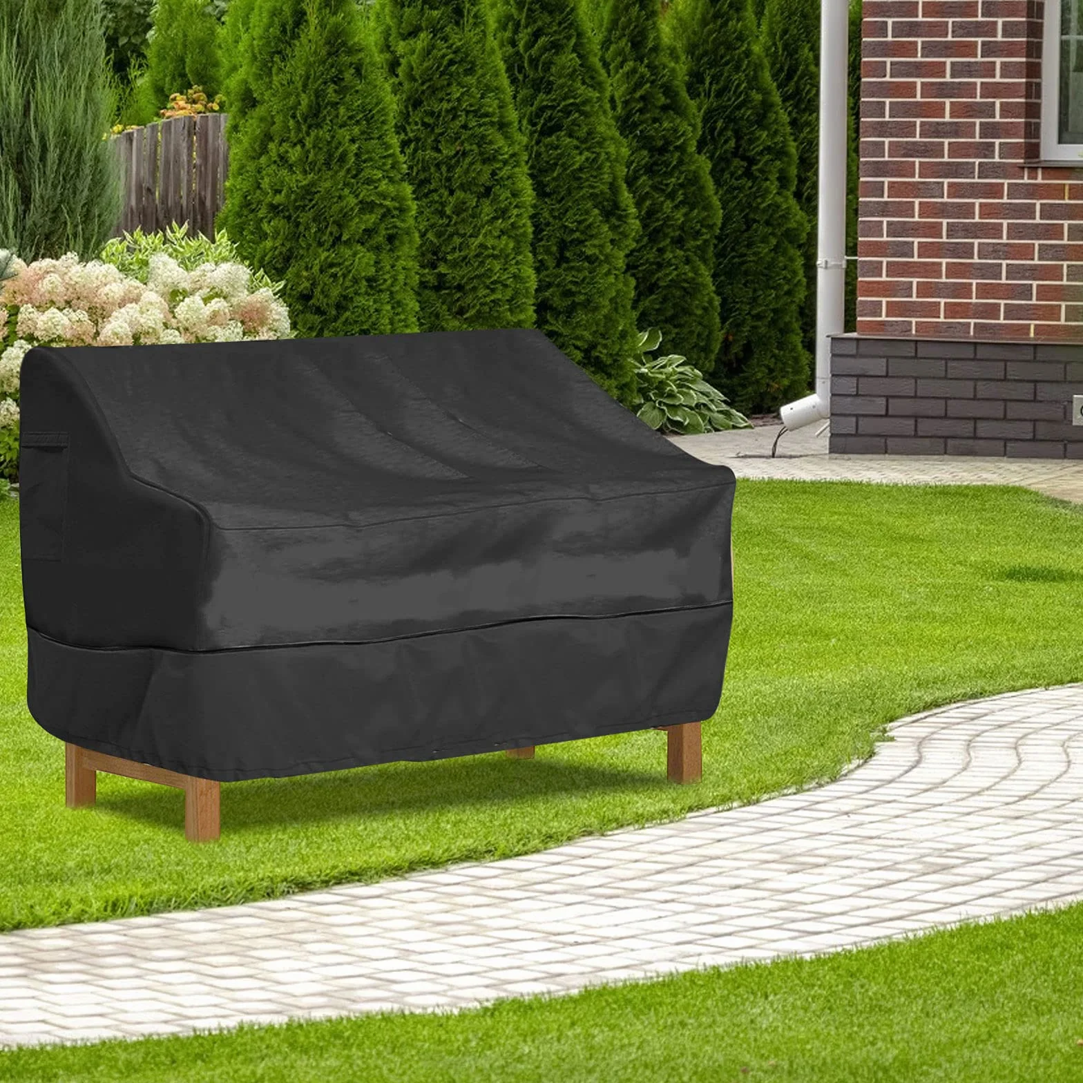 Housse de Protection Canapé Extérieur 210D Oxford Imperméable UV Noir 223x83x84cm
