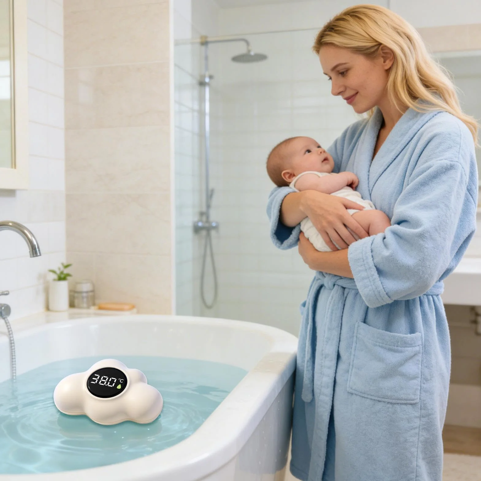 Thermomètre de Bain Bébé 3 Couleurs Écran LED Sans BPA