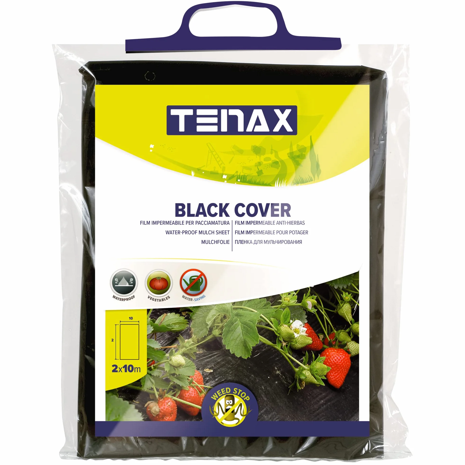 TENAX Film de Paillage Black Cover 2,00x10 m Noir Imperméable Anti-Mauvaises Herbes