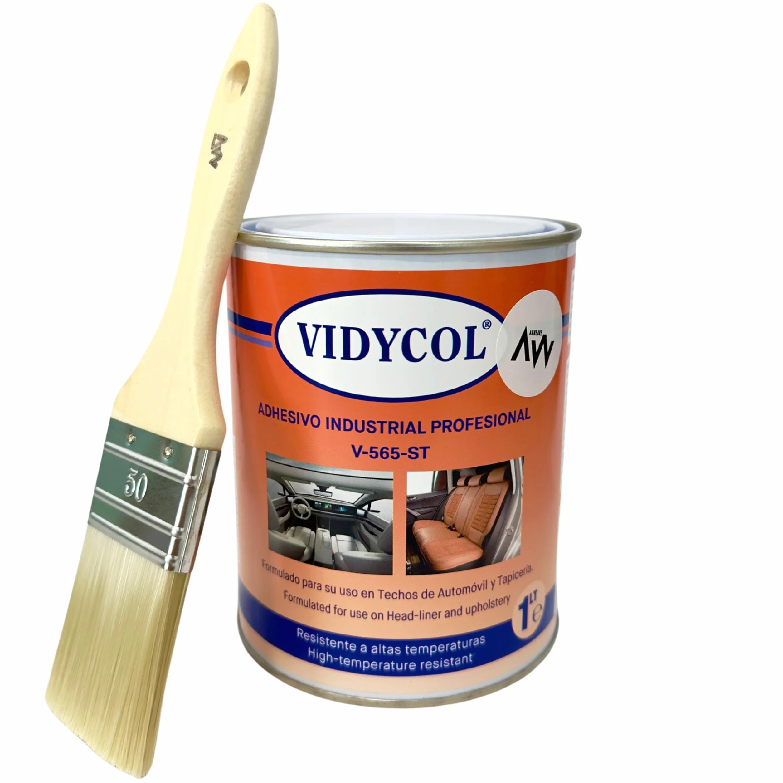 Colle haute température pour ciel de toit voiture – Colle de contact tapisserie automobile – Bidon 1 L (1 Litre + Pinceau)